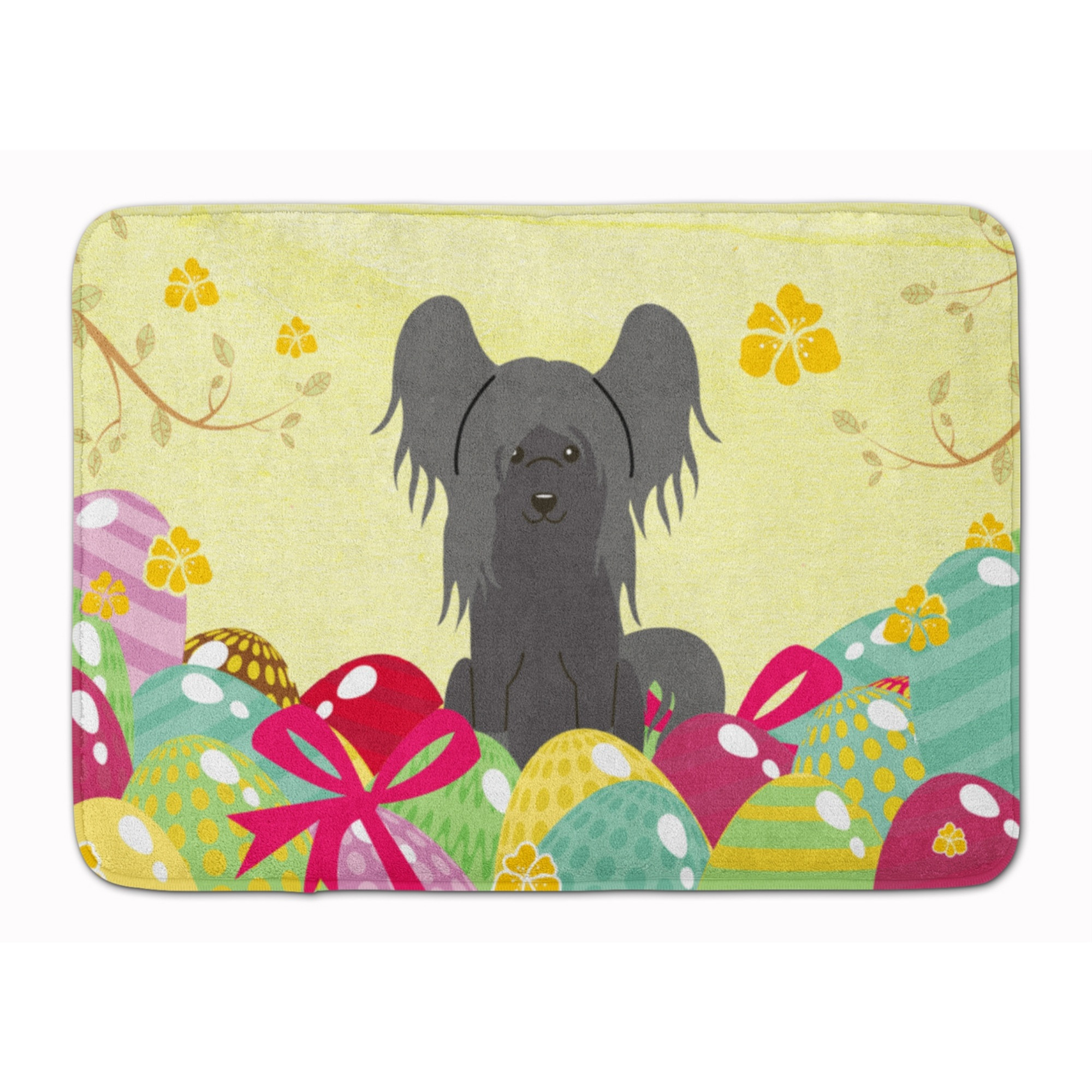 &quotCaroline's Treasures Easter Eggs Chinese Crested Black Machine Washable Memory Foam Mat doormats, Multicolor"