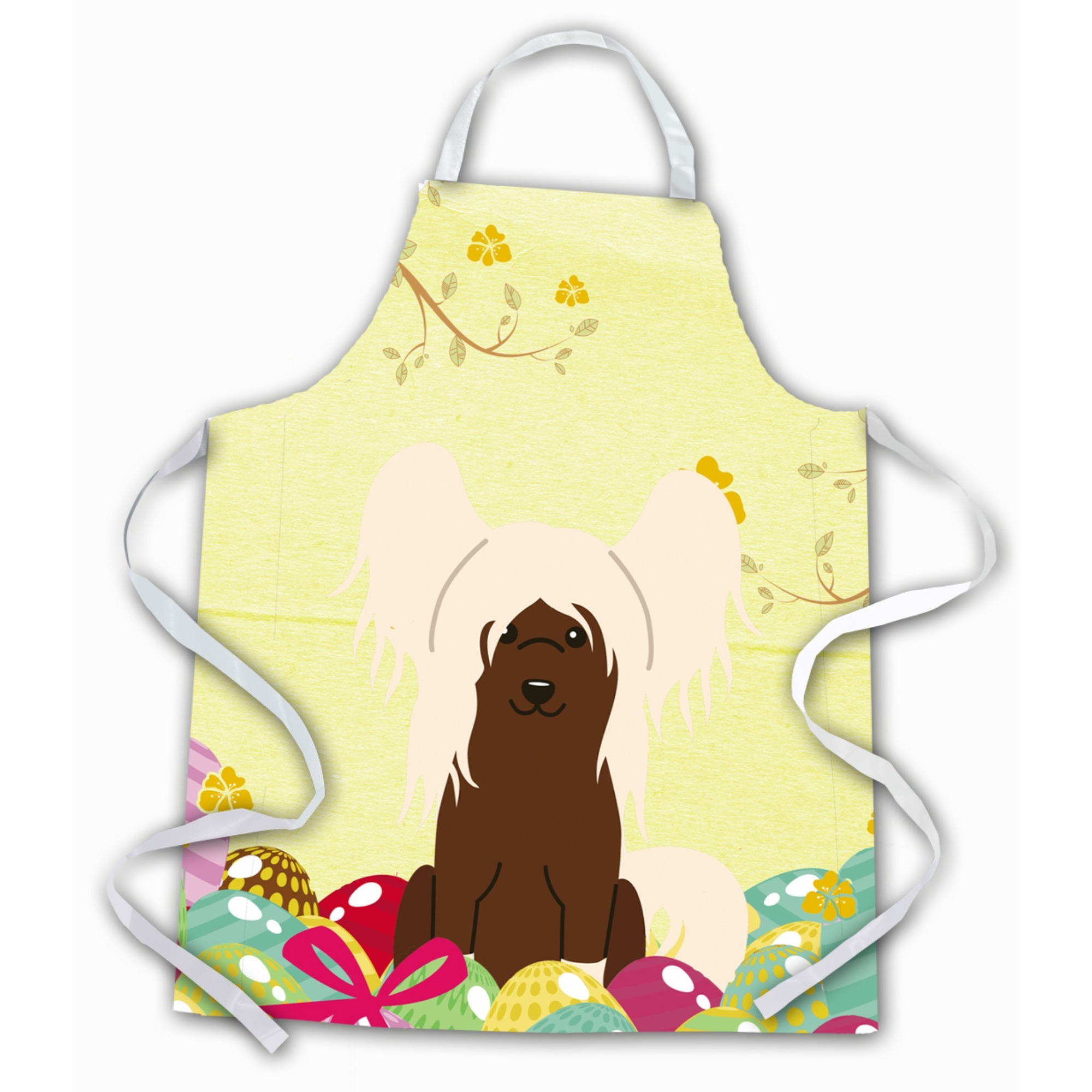 &quotCaroline's Treasures Easter Eggs Chinese Crested Cream Apron, Large, Multicolor"