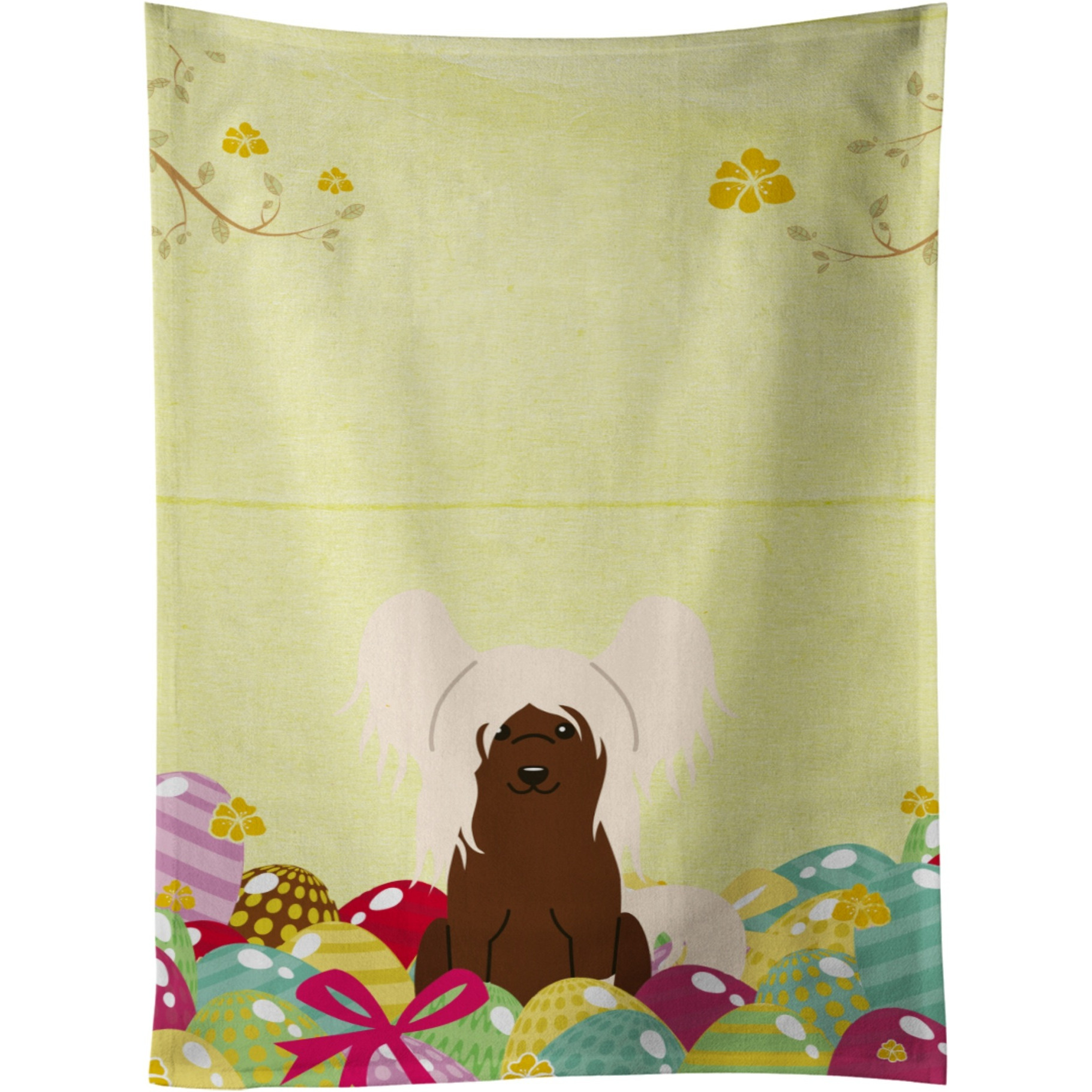 &quotCaroline's Treasures Easter Eggs Chinese Crested Cream Kitchen Towel, Multicolor, 25"" x 15"""