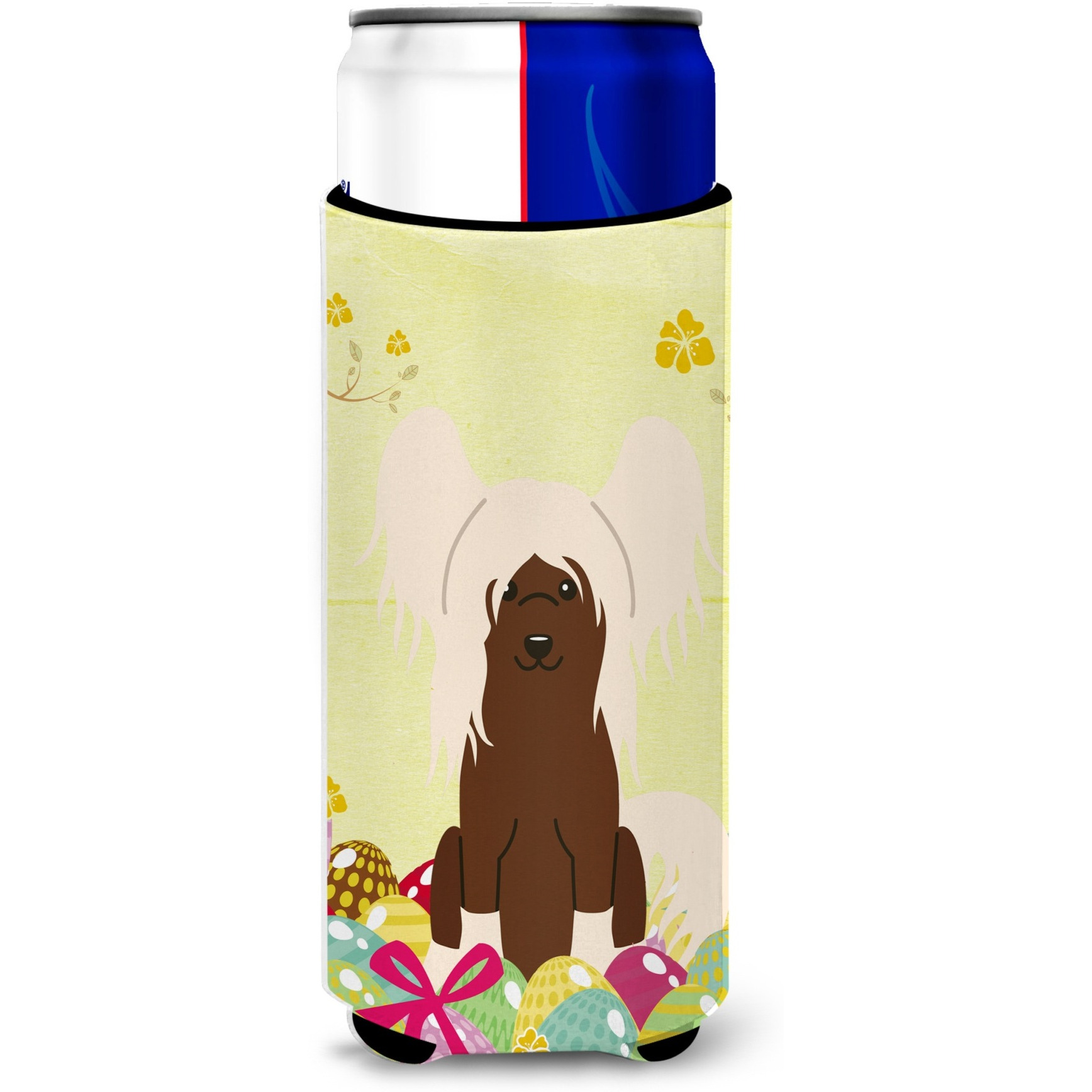 &quotCaroline's Treasures Easter Eggs Chinese Crested Cream Michelob Ultra Hugger For Slim Cans, Slim Can, Multicolor"