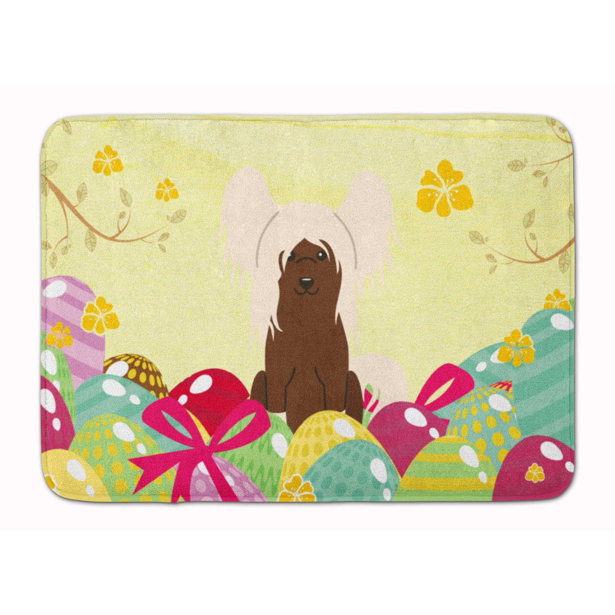 &quotCaroline's Treasures Easter Eggs Chinese Crested Cream Machine Washable Memory Foam Mat doormats, Multicolor"
