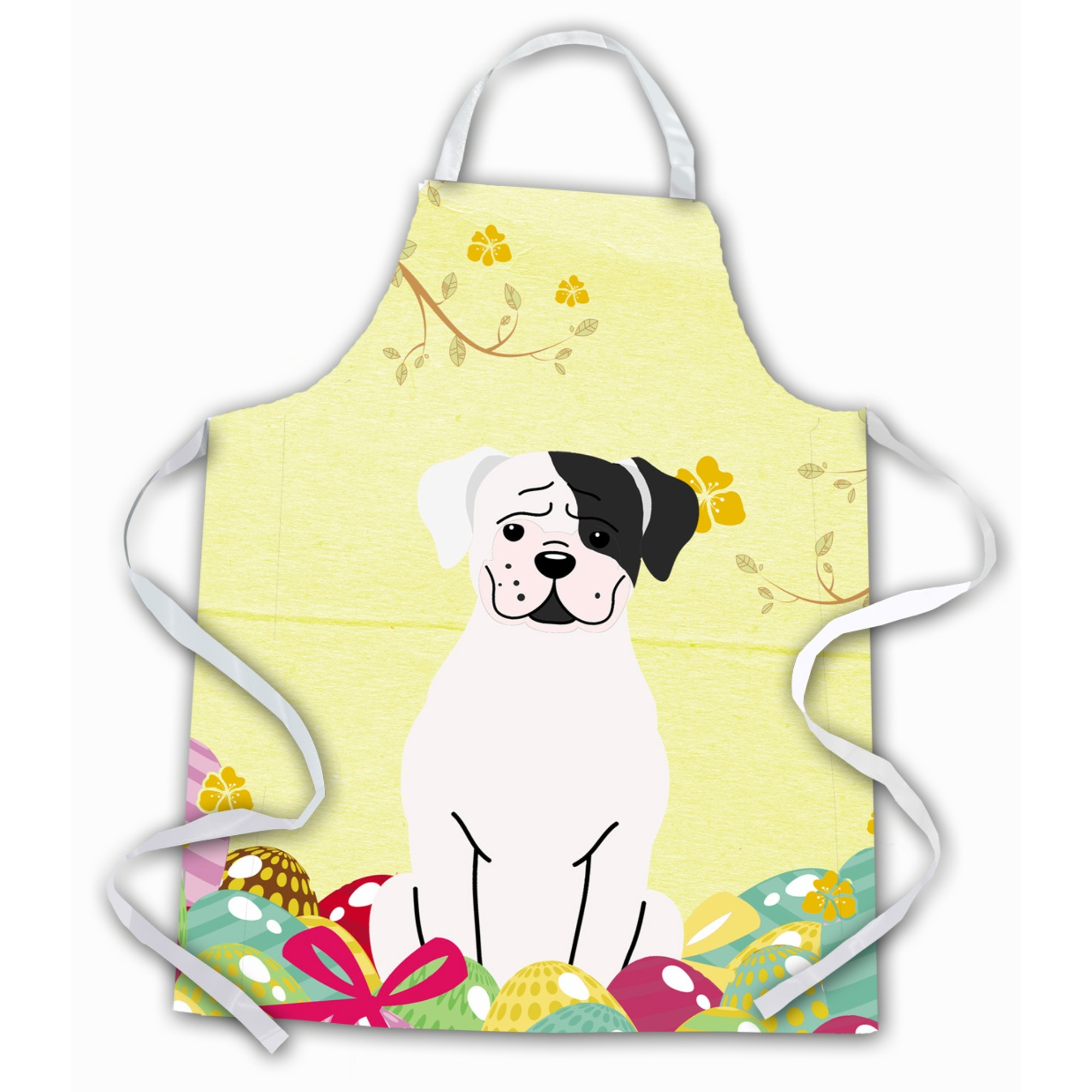 &quotCaroline's Treasures Easter Eggs White Boxer Cooper Apron, Large, Multicolor"