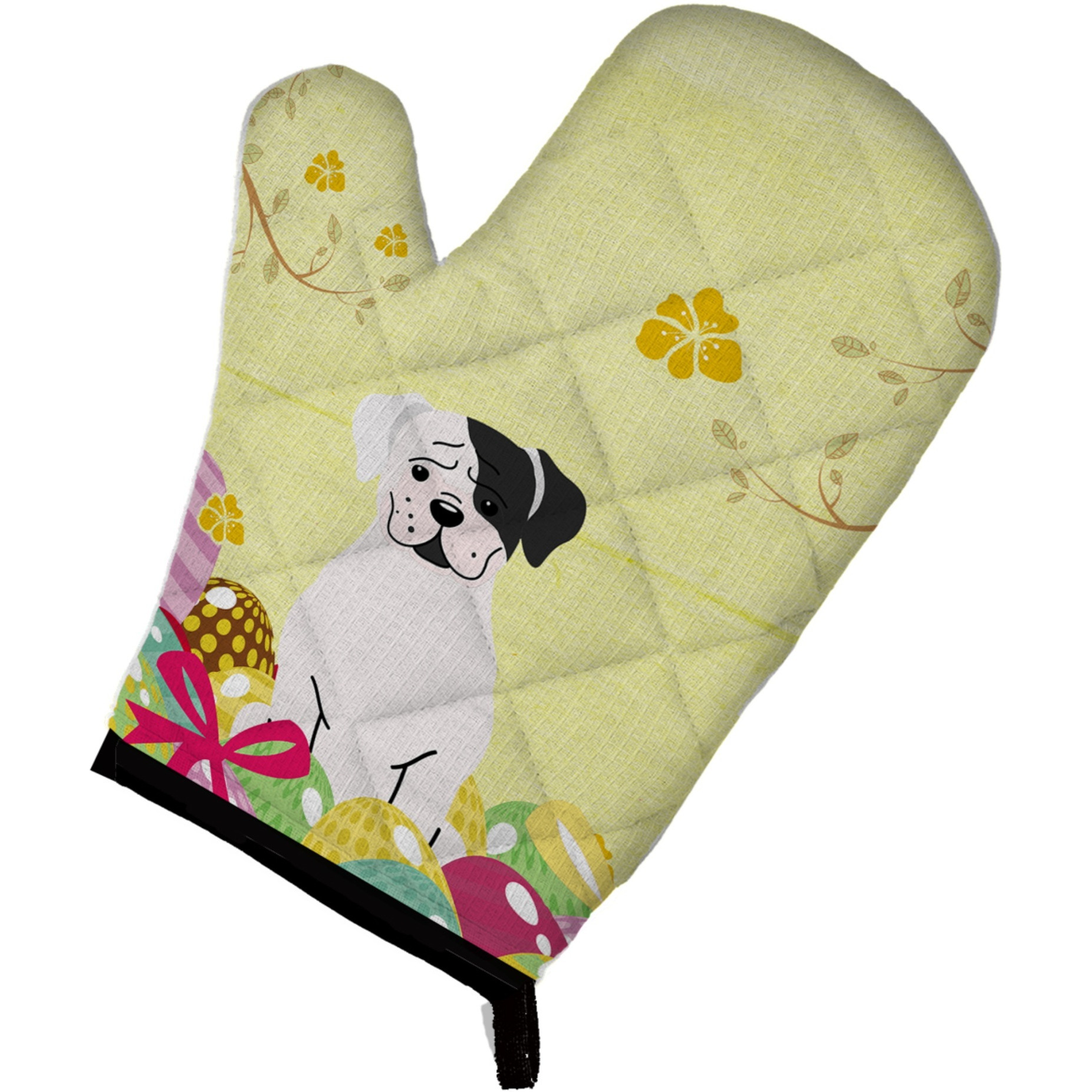 &quotCaroline's Treasures Easter Eggs White Boxer Cooper Oven Mitt, Multicolor, 12"" x 8.5"""