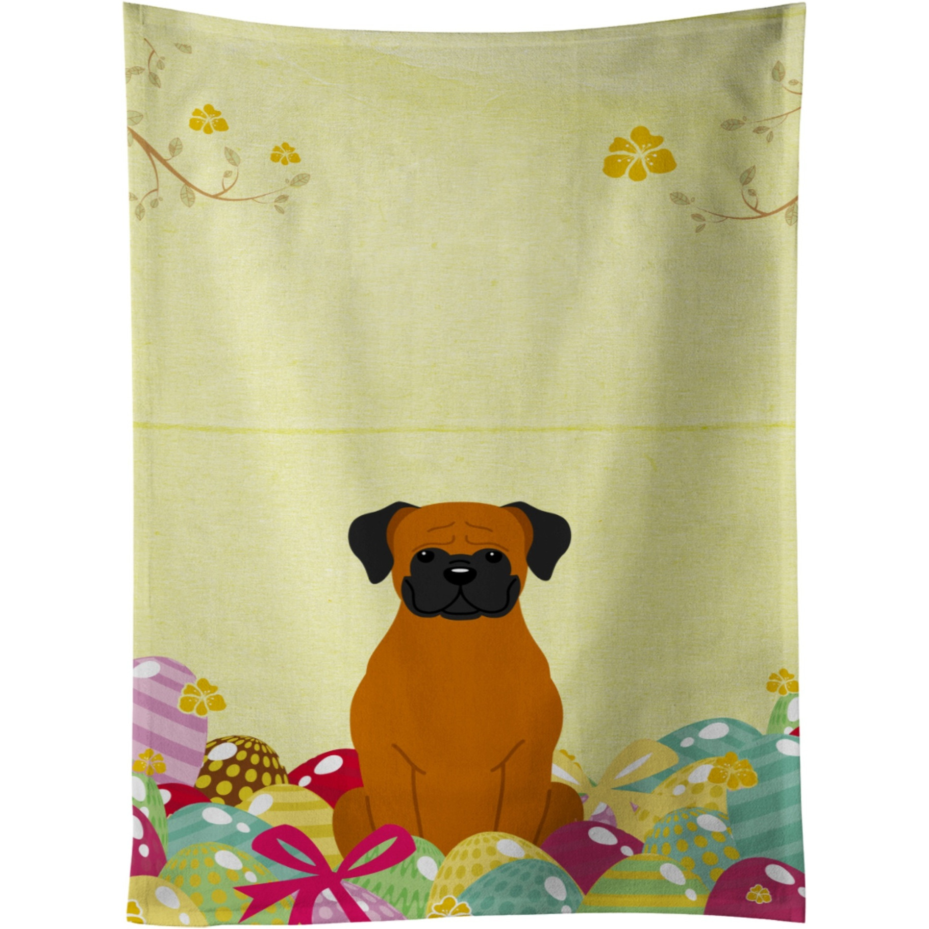 &quotCaroline's Treasures Easter Eggs Fawn Boxer Kitchen Towel, Multicolor, 25"" x 15"""