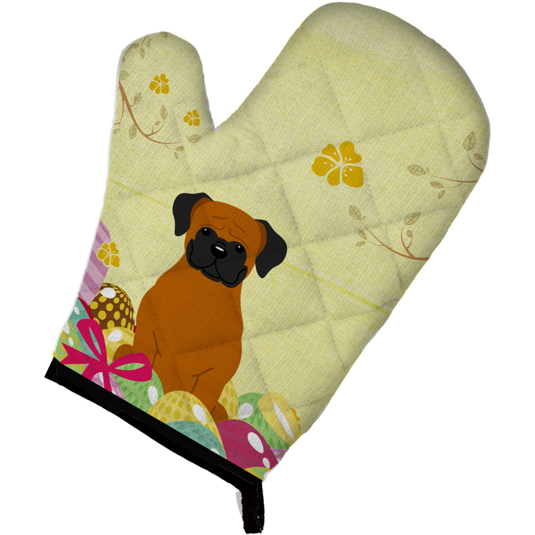 &quotCaroline's Treasures Easter Eggs Fawn Boxer Oven Mitt, Multicolor, 12"" x 8.5"""