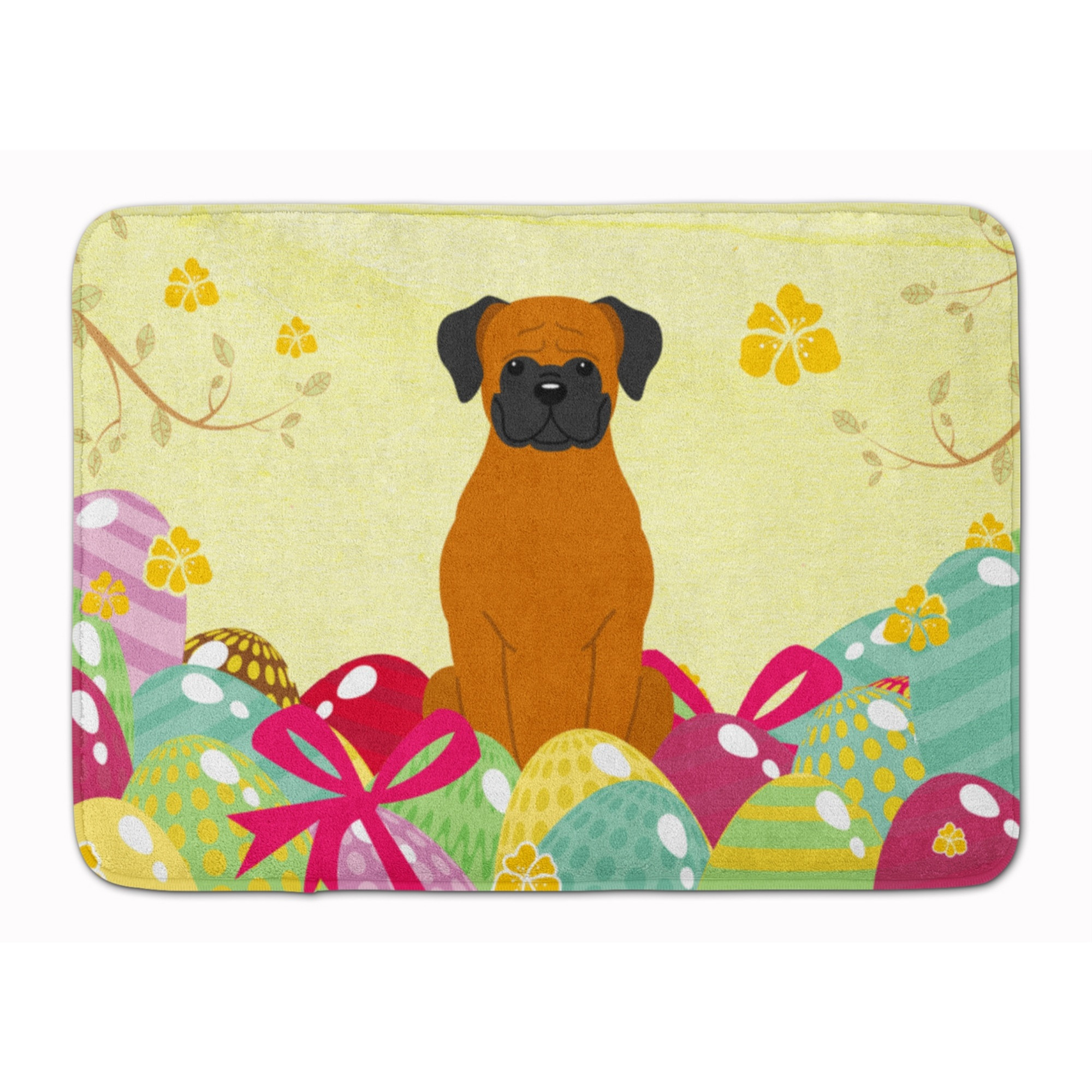 &quotCaroline's Treasures Easter Eggs Fawn Boxer Machine Washable Memory Foam Mat doormats, Multicolor"