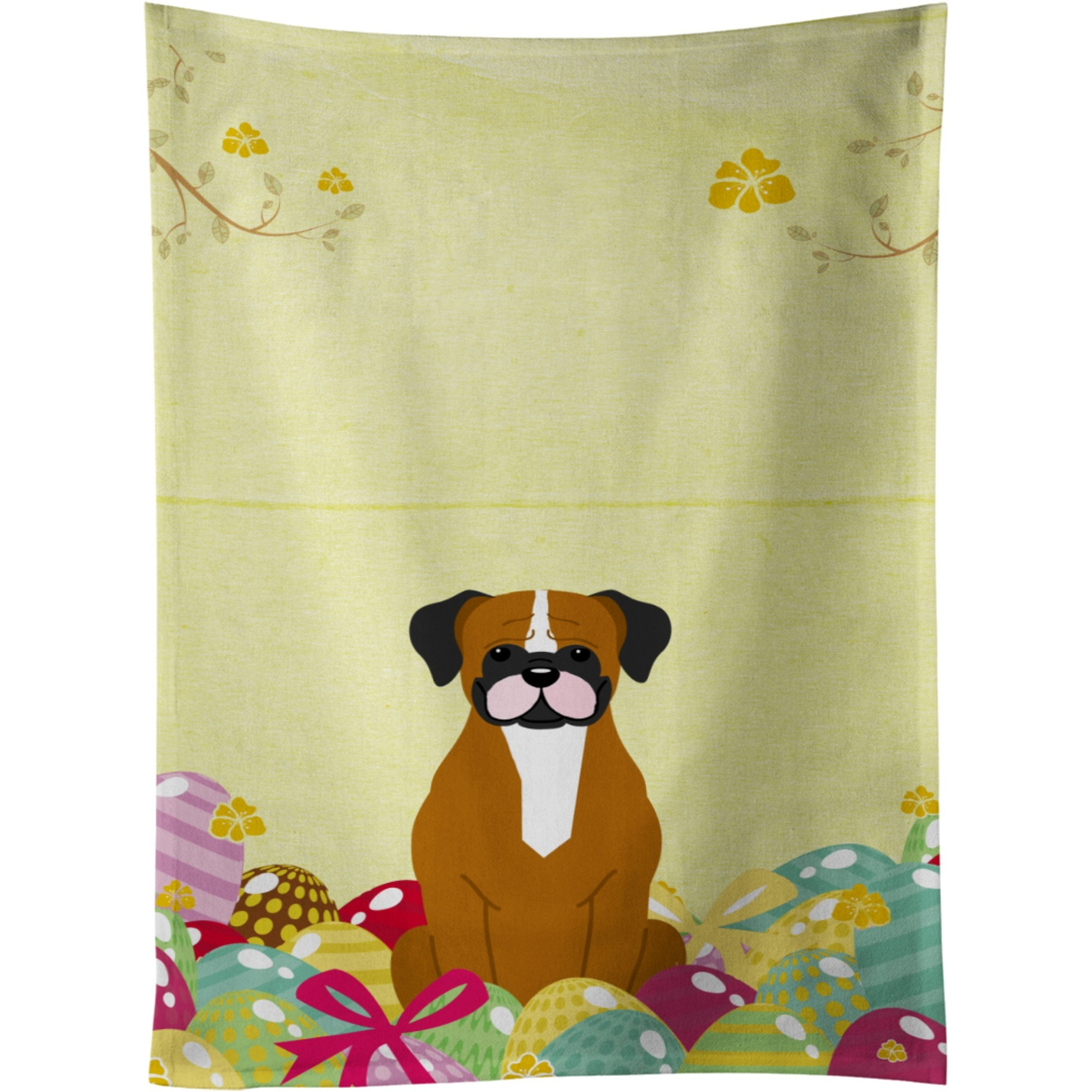 &quotCaroline's Treasures Easter Eggs Flashy Fawn Boxer Kitchen Towel, Multicolor, 25"" x 15"""