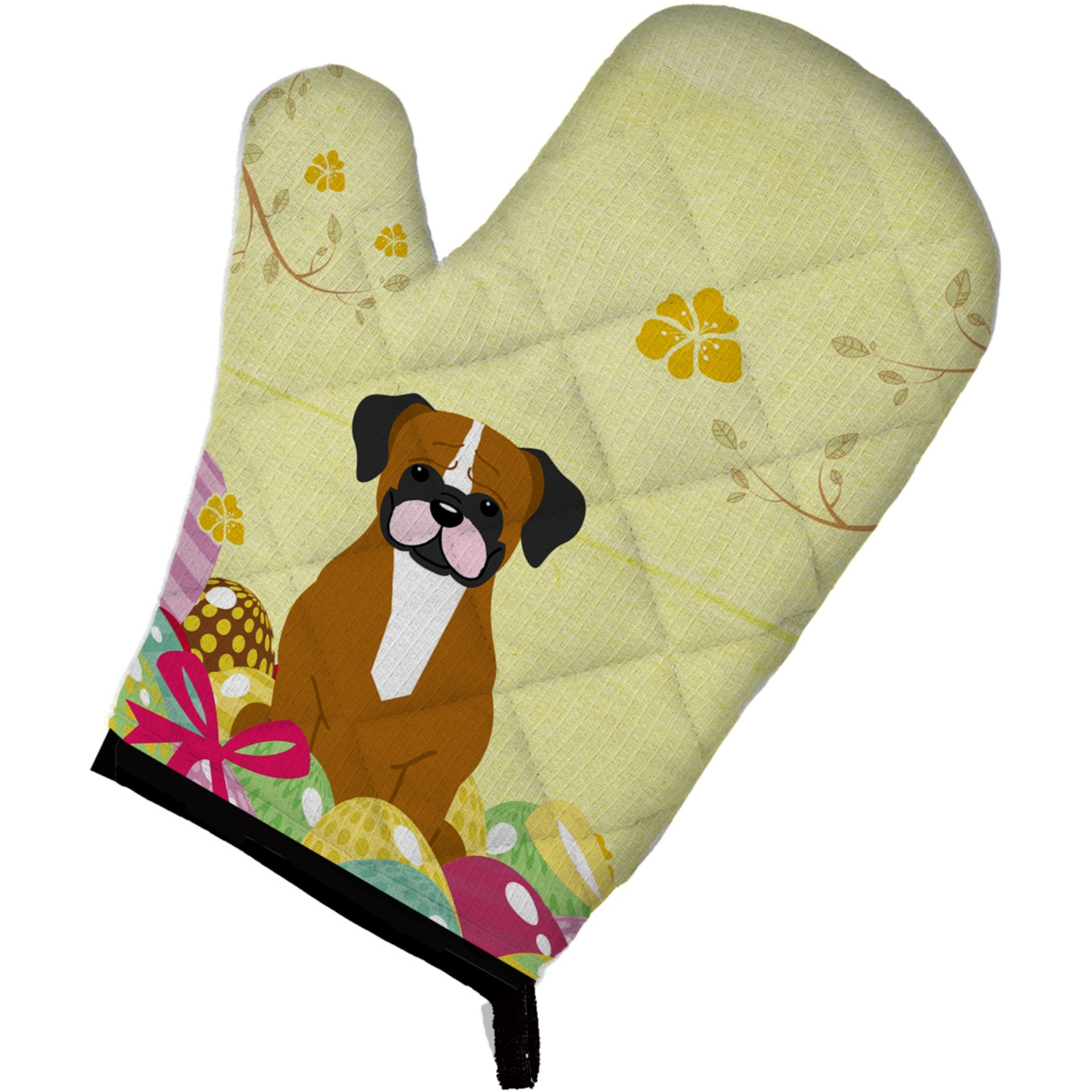 &quotCaroline's Treasures Easter Eggs Flashy Fawn Boxer Oven Mitt, Multicolor, 12"" x 8.5"""