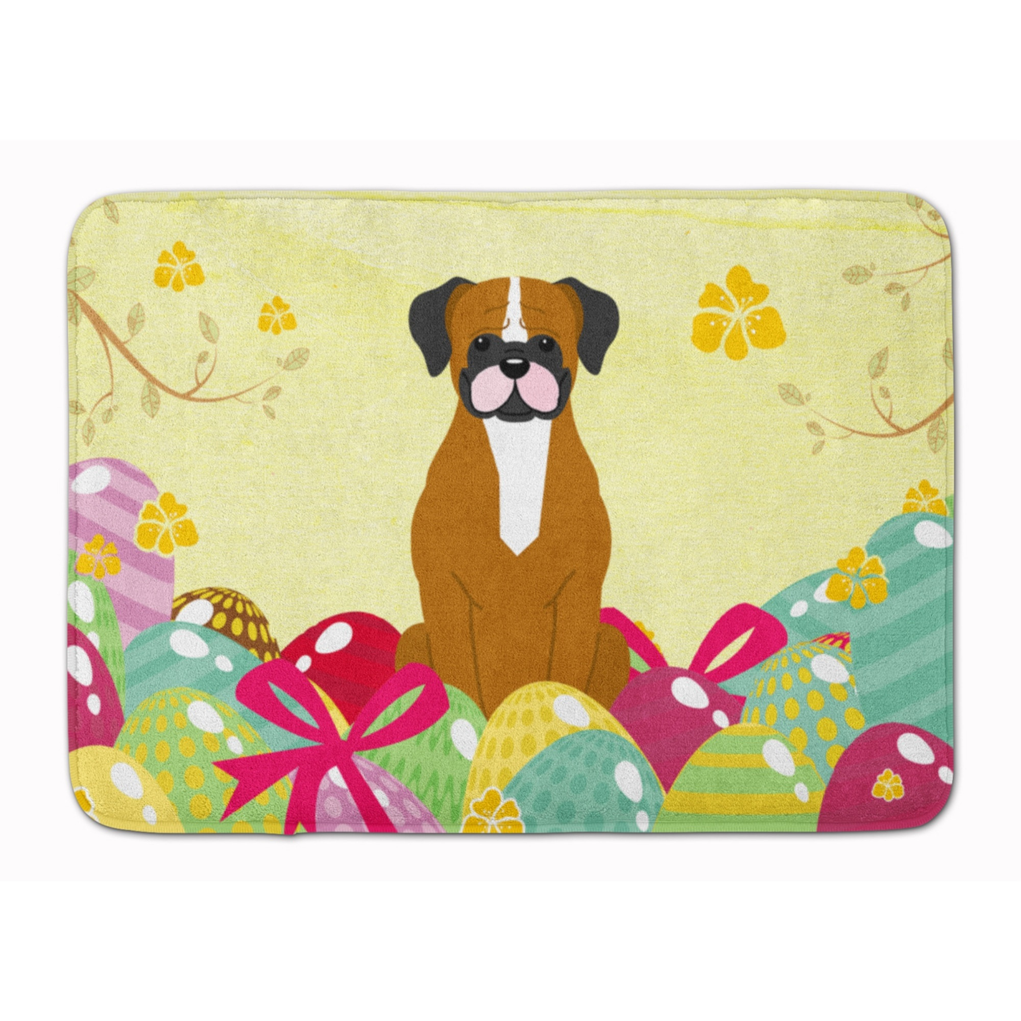 &quotCaroline's Treasures Easter Eggs Flashy Fawn Boxer Machine Washable Memory Foam Mat doormats, Multicolor"