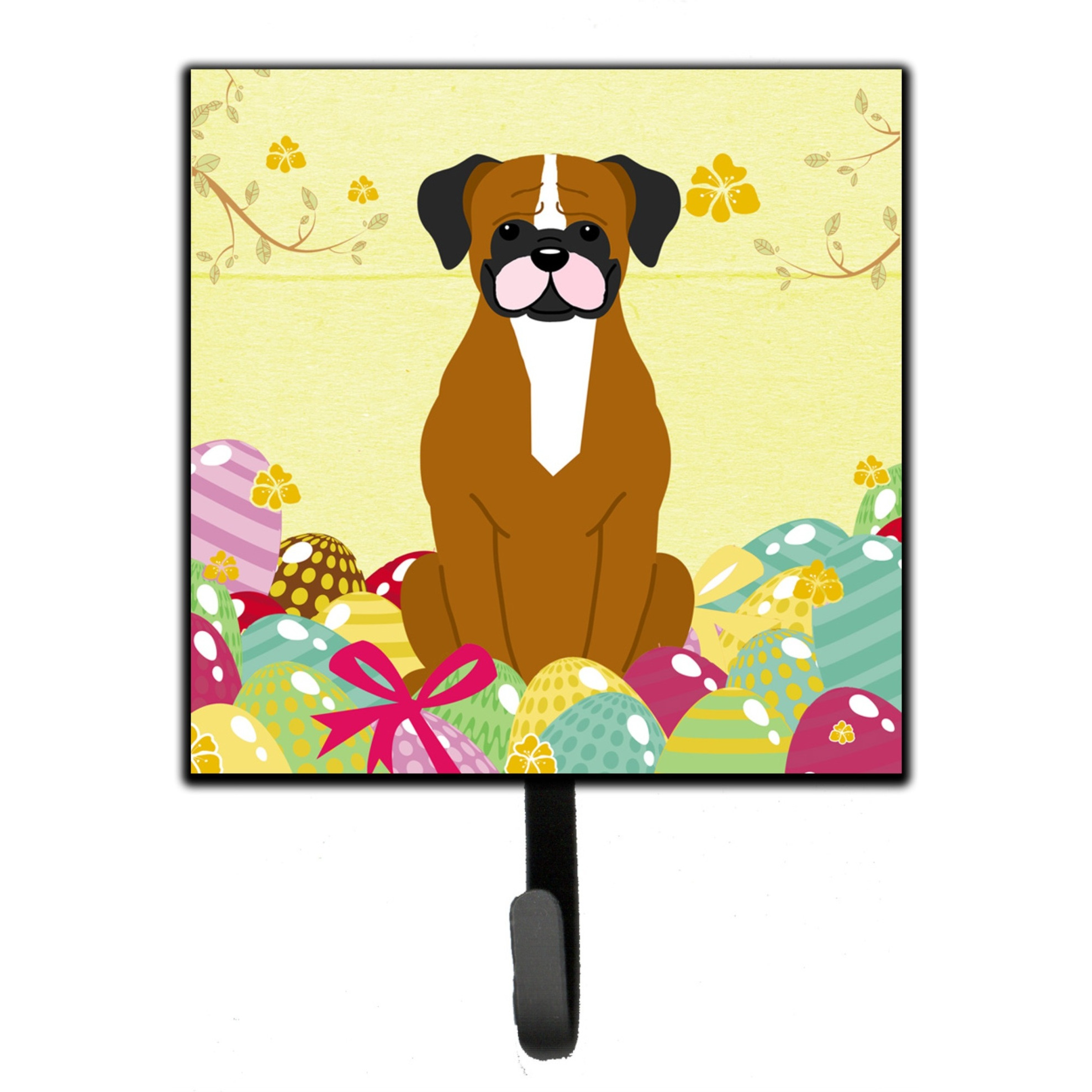 &quotCaroline's Treasures Easter Eggs Flashy Fawn Boxer Wall Hook, Small, Multicolor"
