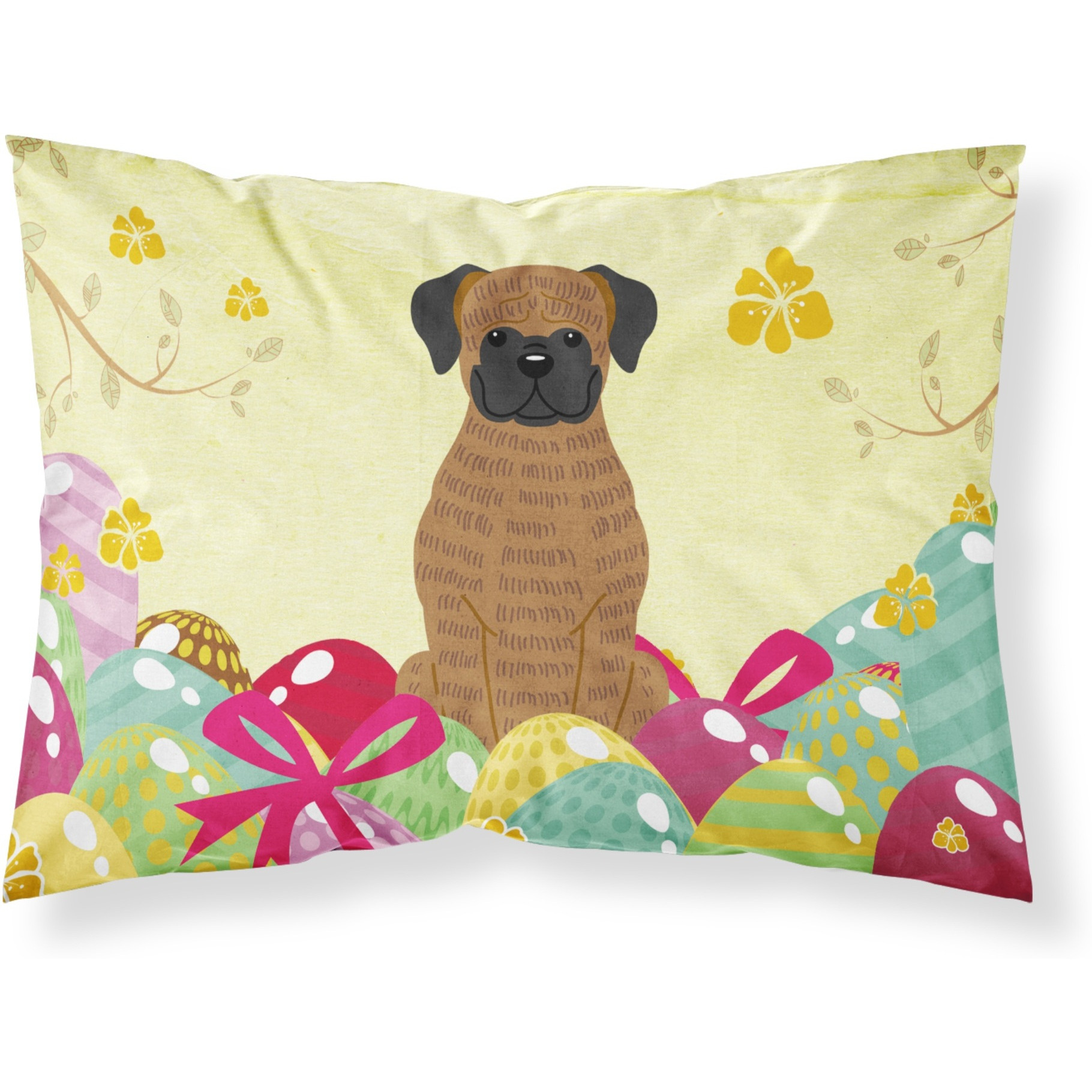 Easter Eggs Brindle Boxer Fabric Standard Pillowcase