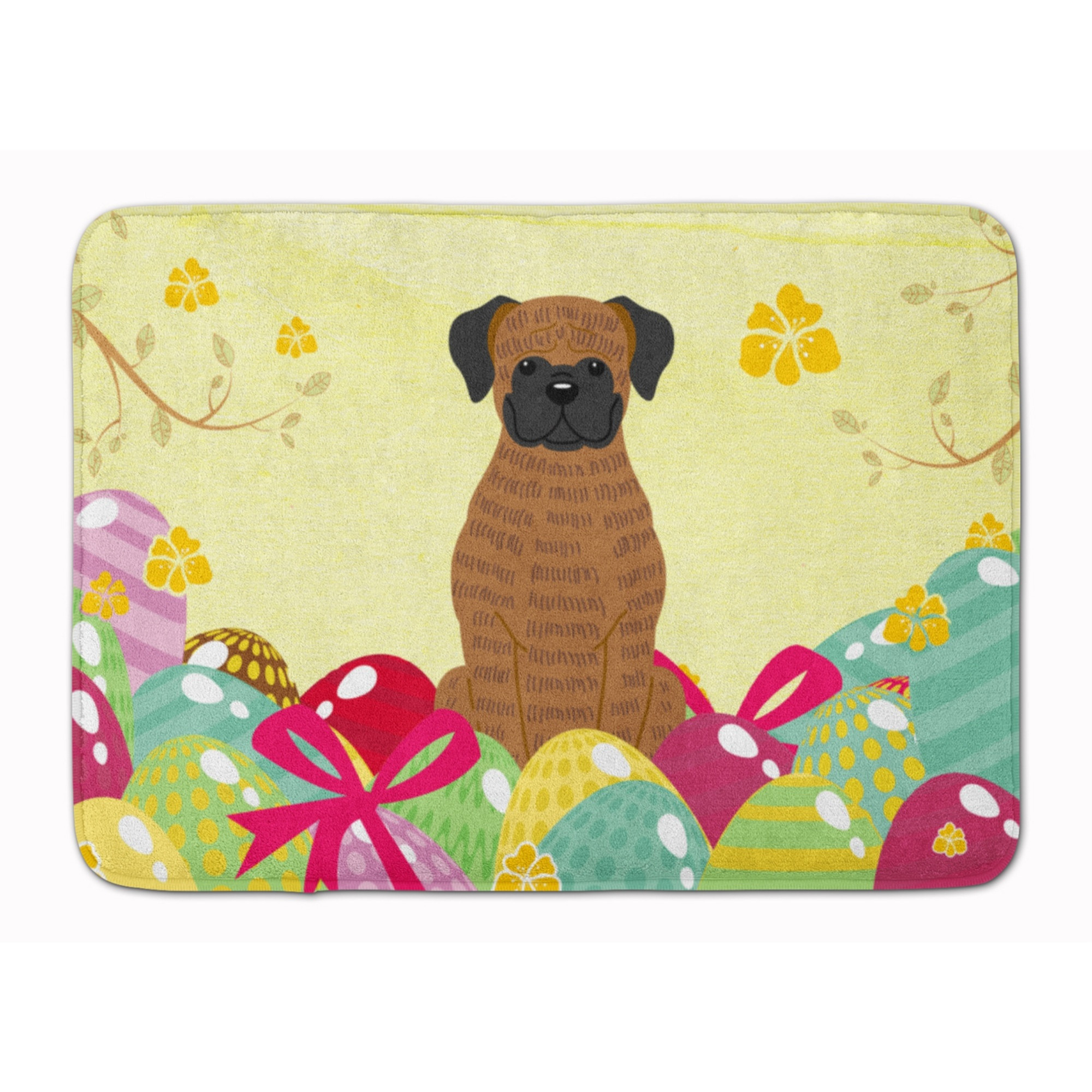 &quotCaroline's Treasures Easter Eggs Brindle Boxer Machine Washable Memory Foam Mat doormats, Multicolor"