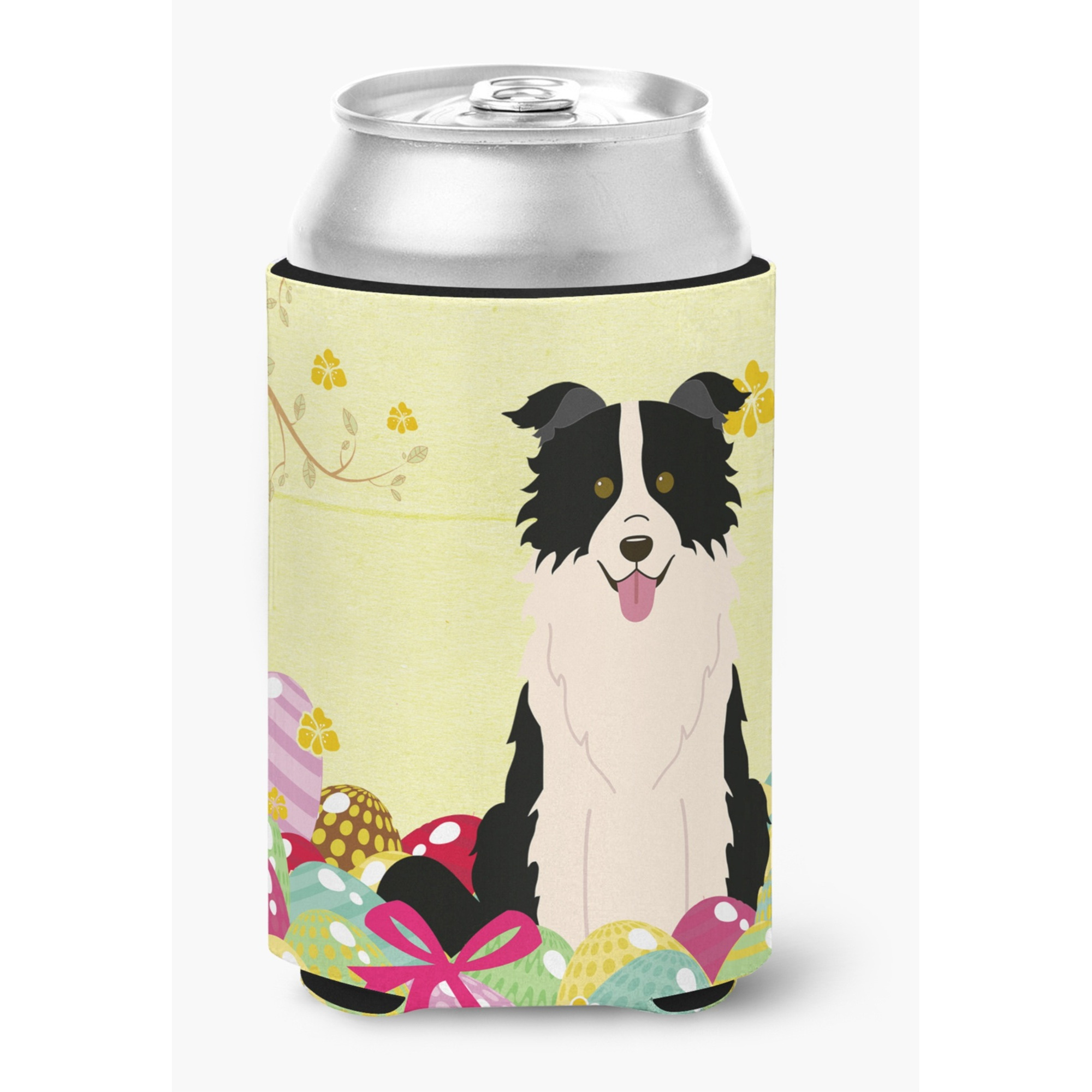 &quotCaroline's Treasures Easter Eggs Border Collie black White Can or Bottle Hugger, Can Hugger, Multicolor"