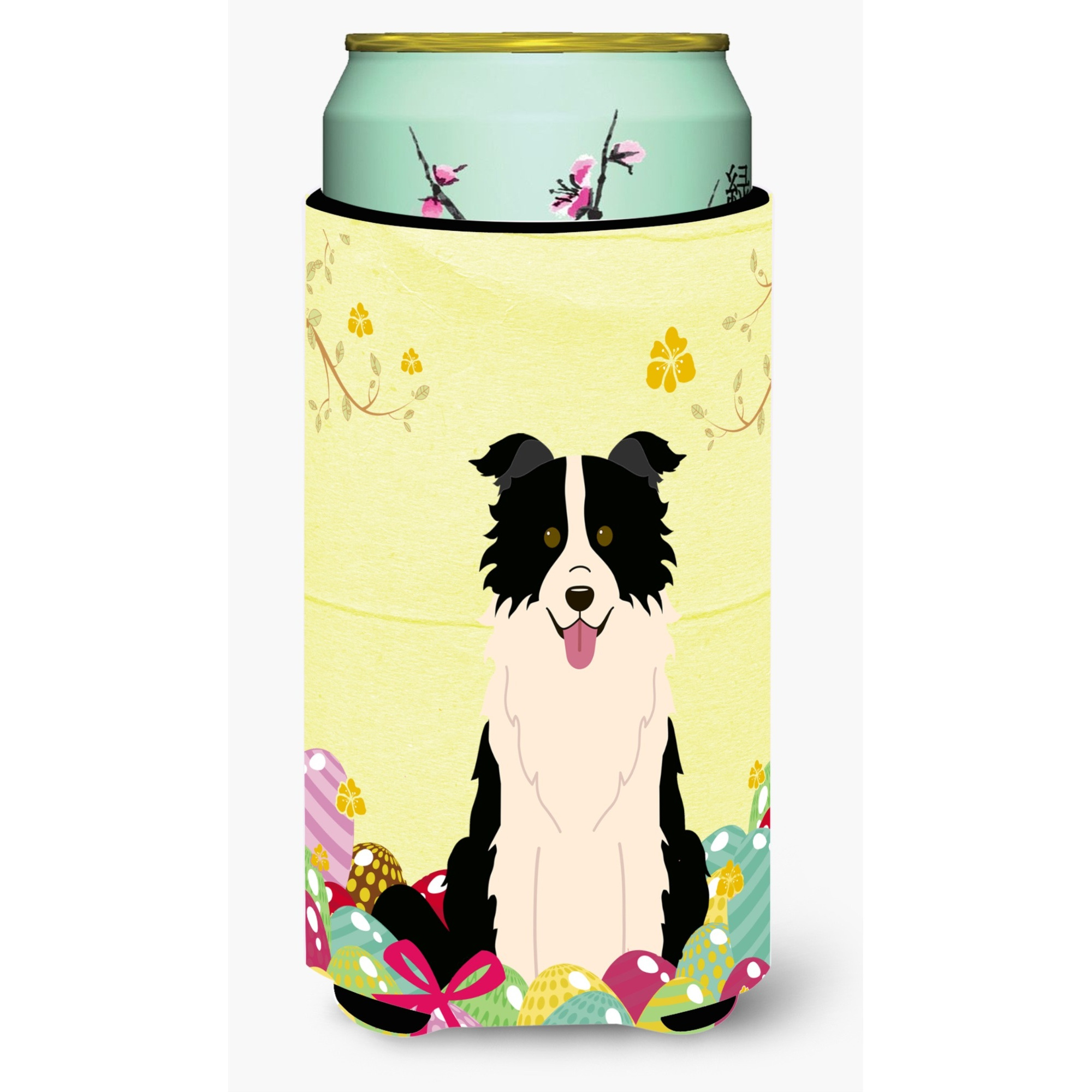 &quotCaroline's Treasures Easter Border Collie black White Tall Boy Beverage Insulator Hugger, Multicolor"