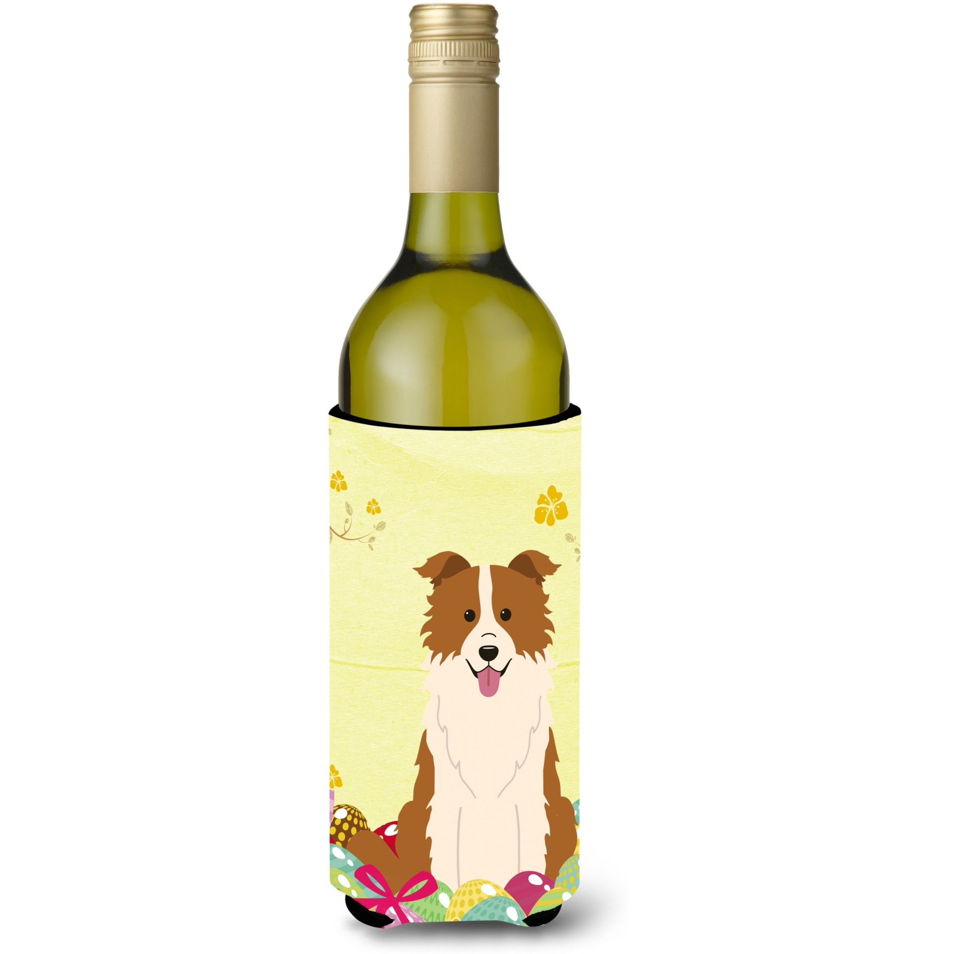 &quotCaroline's Treasures BB6119LITERK Easter Border Collie Red White Wine Bottle Beverage Insulator Hugger, 750ml, Multicolor"