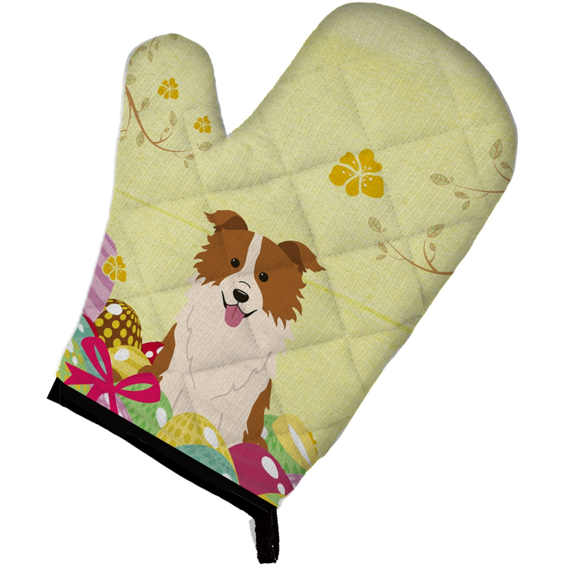 &quotCaroline's Treasures Easter Eggs Border Collie Red White Oven Mitt, Multicolor, 12"" x 8.5"""