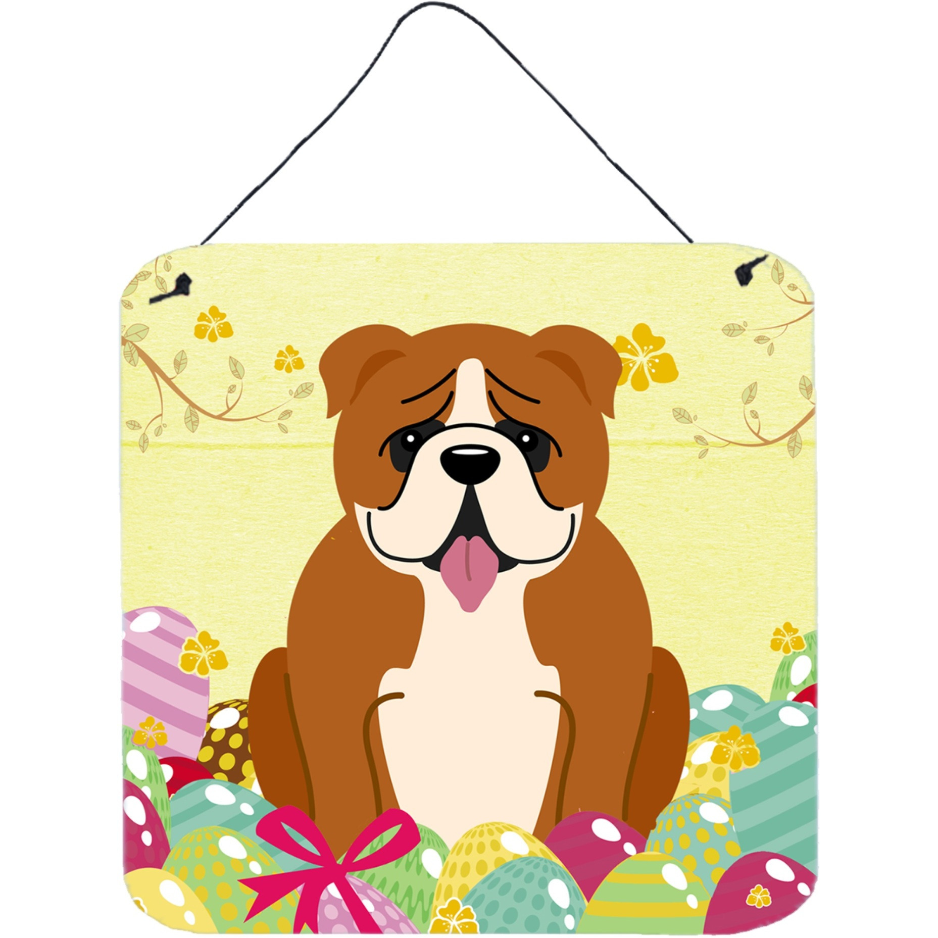 &quotCaroline's Treasures Easter Eggs English Bulldog Red White Metal Print, 6 x 6, Multicolor"