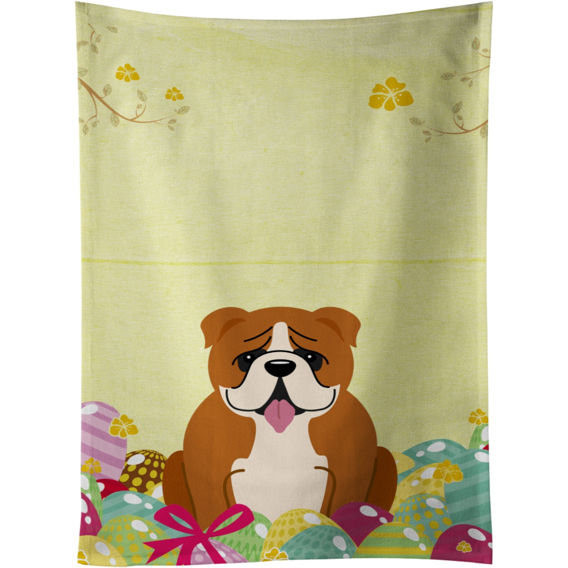 &quotCaroline's Treasures Easter Eggs English Bulldog Red White Kitchen Towel, Multicolor, 25"" x 15"""