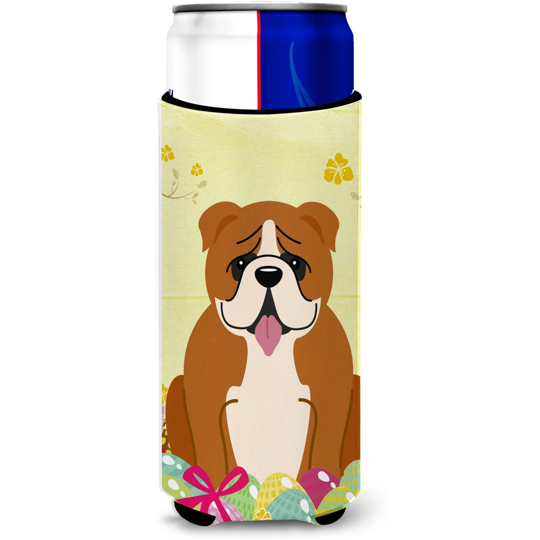 &quotCaroline's Treasures Easter English Bulldog Red White Michelob Ultra Hugger For Slim Cans, Slim Can, Multicolor"