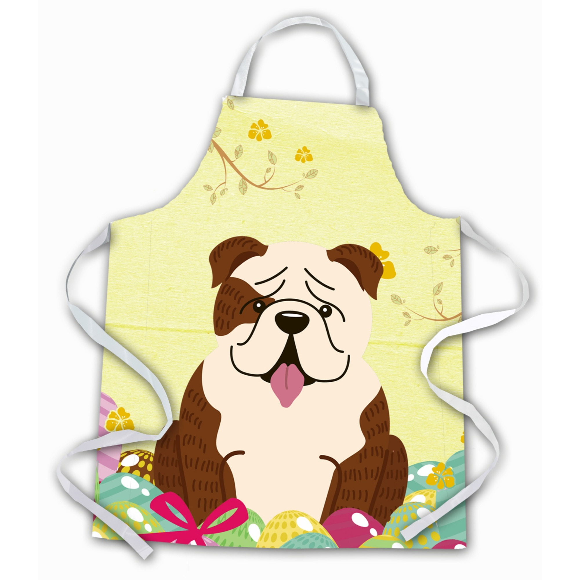 &quotCaroline's Treasures Easter Eggs English Bulldog Brindle White Apron, Large, Multicolor"