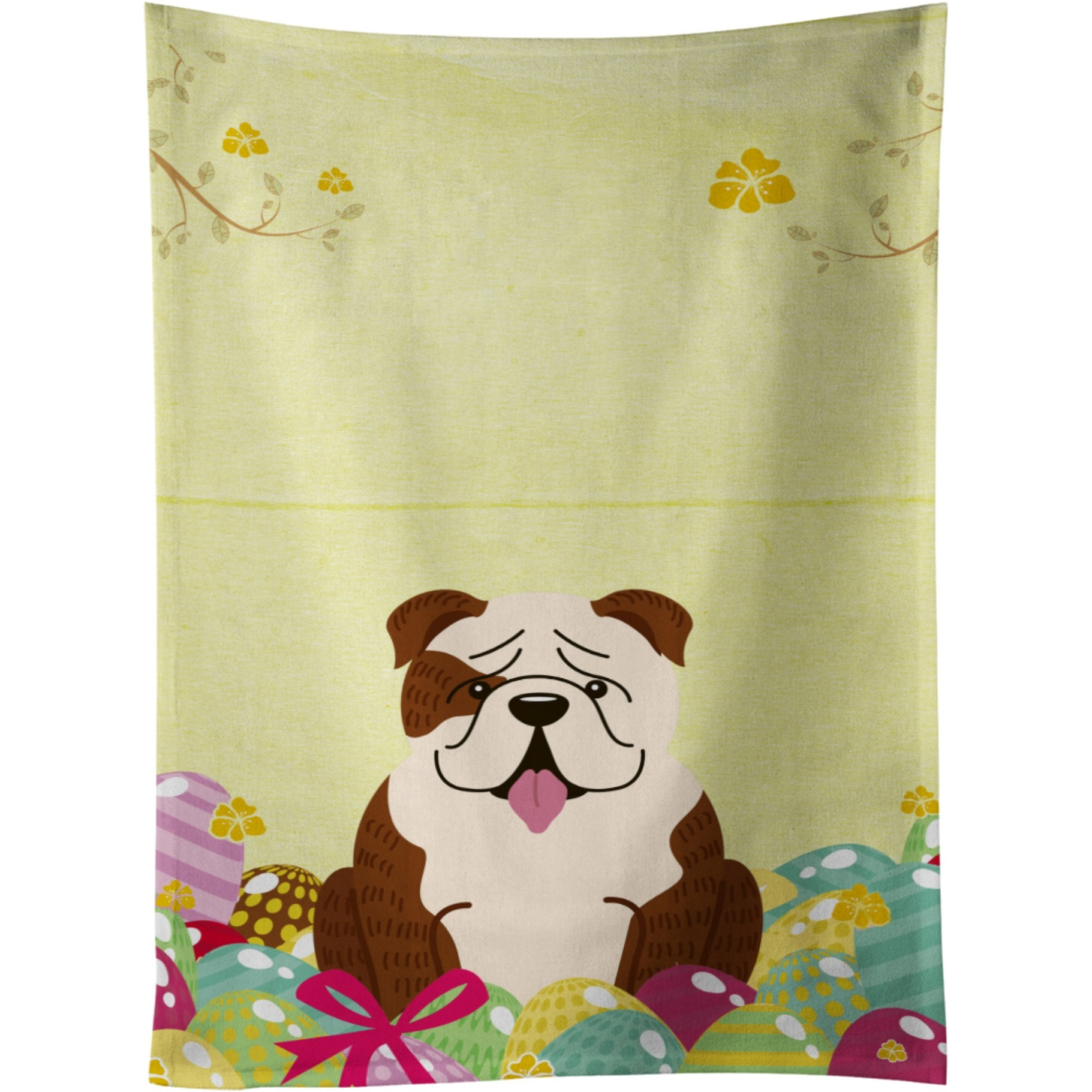 &quotCaroline's Treasures Easter Eggs English Bulldog Brindle White Kitchen Towel, Multicolor, 25"" x 15"""