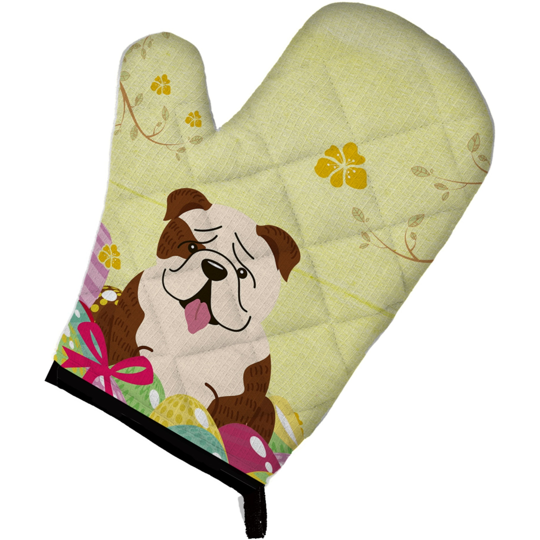 &quotCaroline's Treasures Easter Eggs English Bulldog Brindle White Oven Mitt, Multicolor, 12"" x 8.5"""
