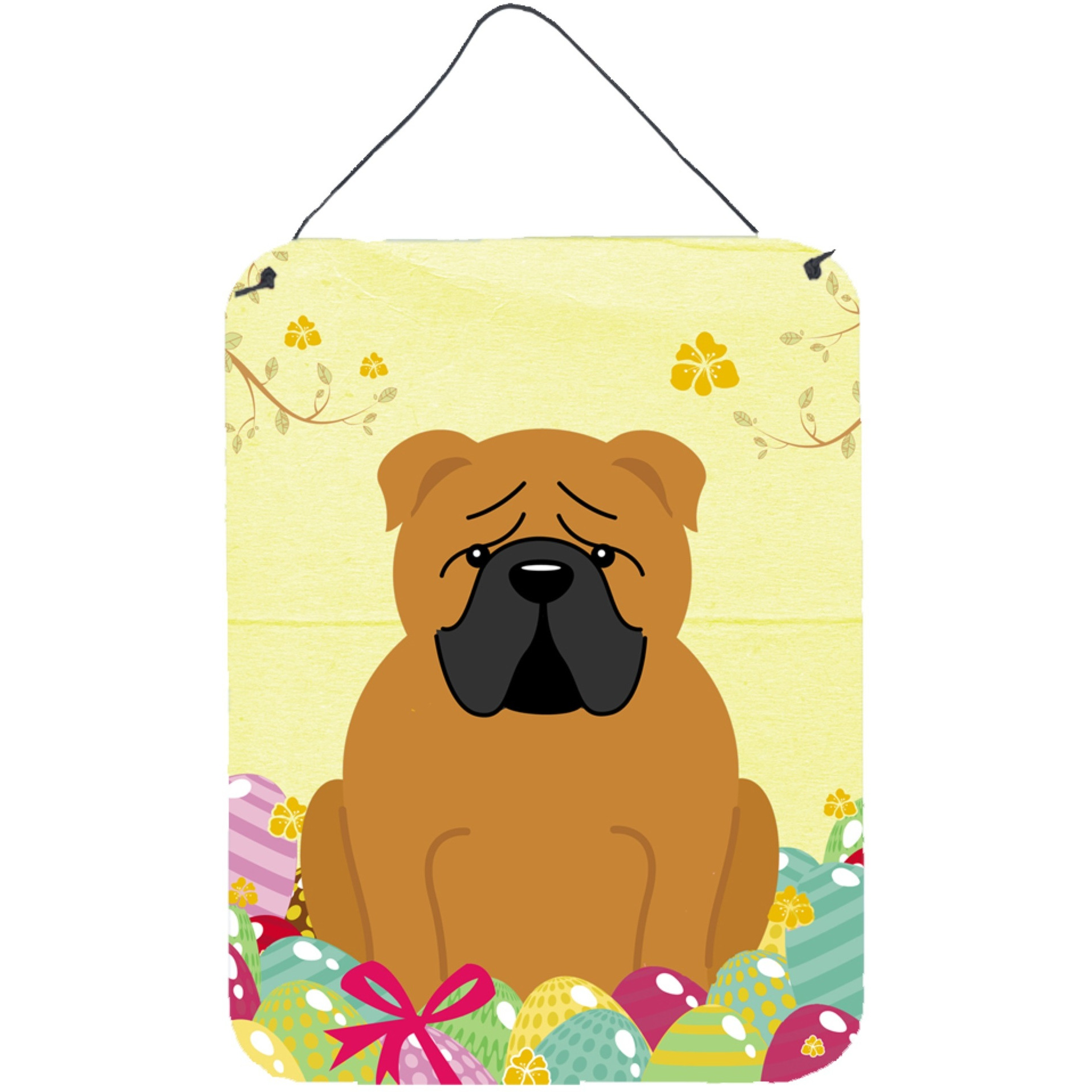 &quotCaroline's Treasures Easter Eggs English Bulldog Red Metal Print, 16 x 12, Multicolor"