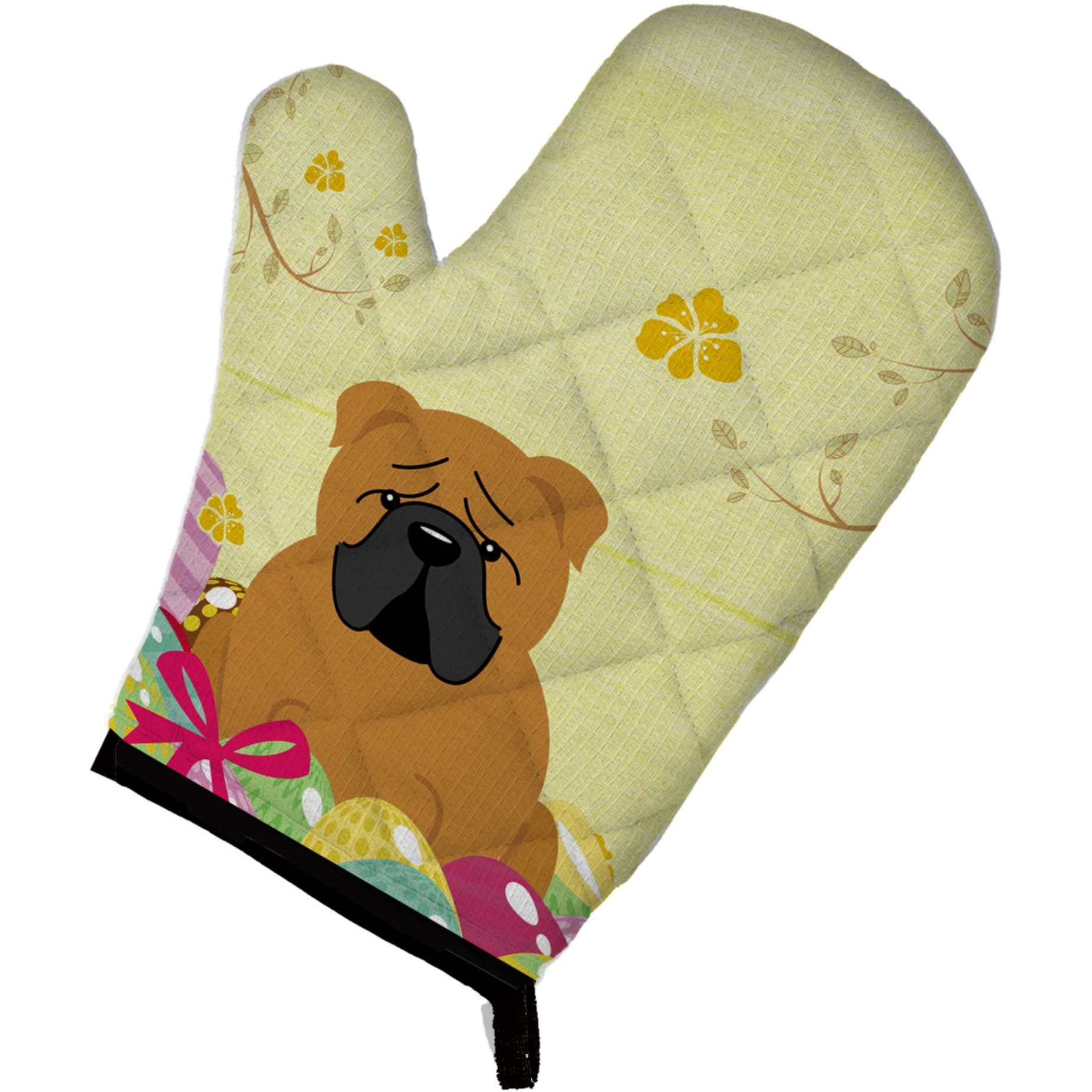 &quotCaroline's Treasures Easter Eggs English Bulldog Red Oven Mitt, Multicolor, 12"" x 8.5"""