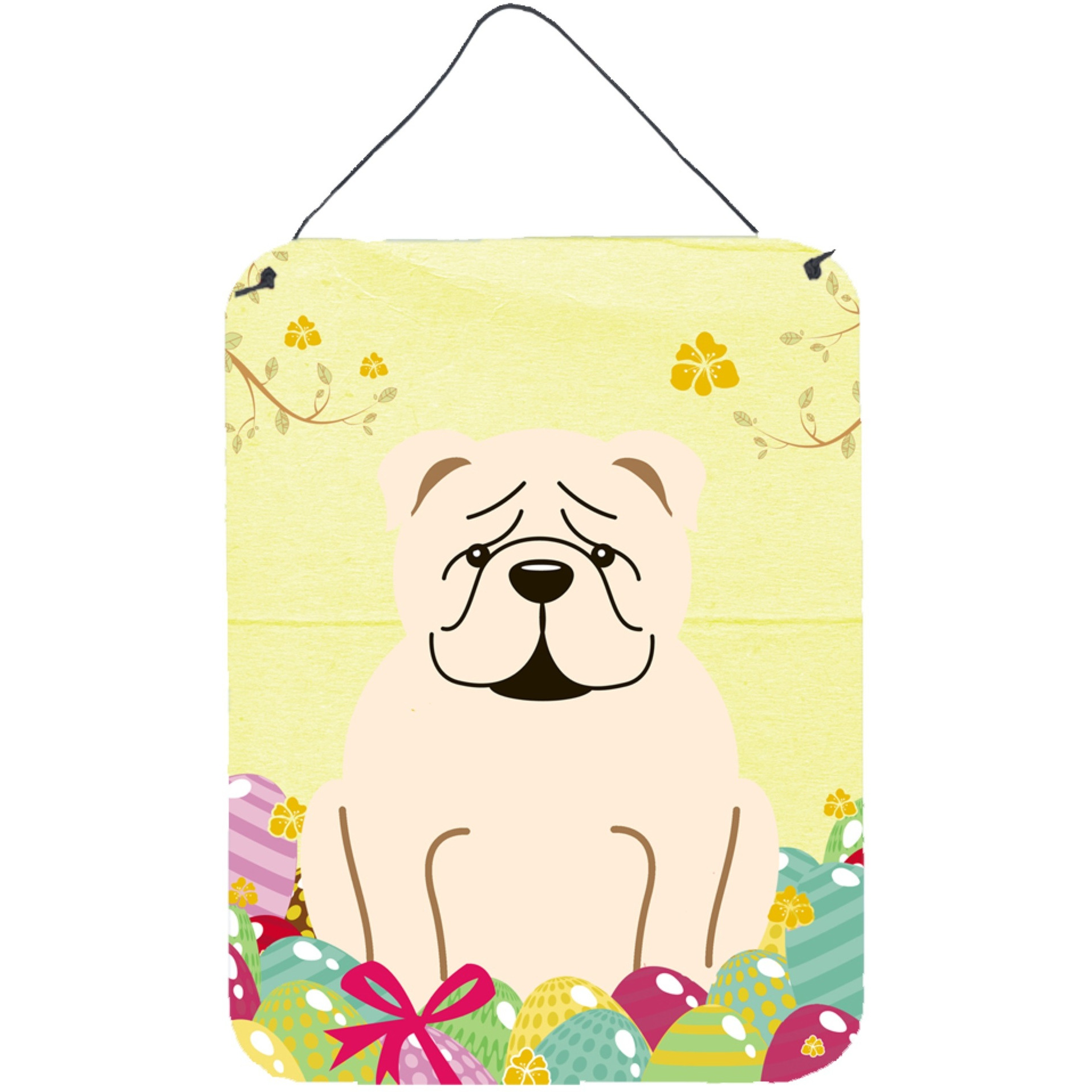 &quotCaroline's Treasures Easter Eggs English Bulldog White Metal Print, 16 x 12, Multicolor"