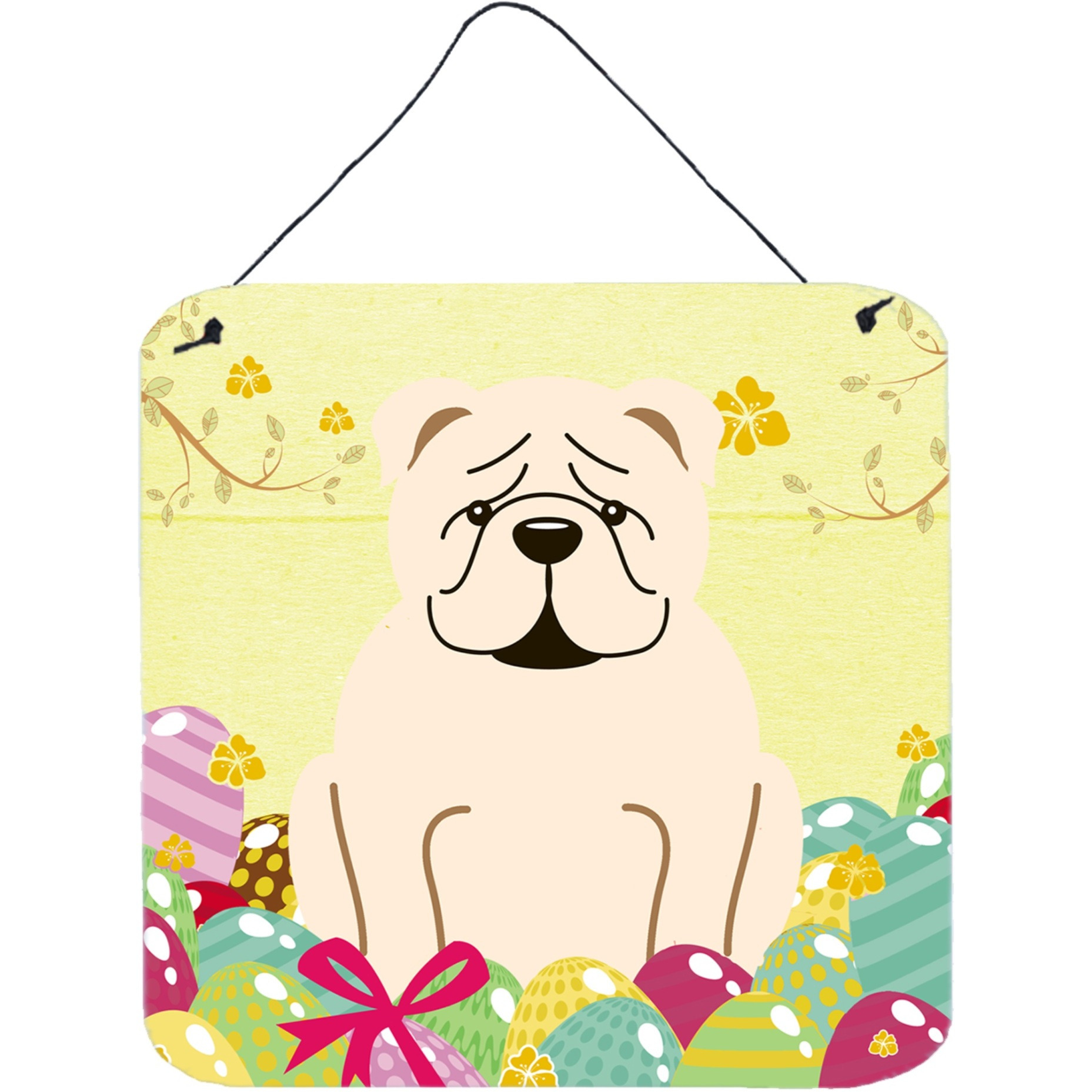&quotCaroline's Treasures Easter Eggs English Bulldog White Metal Print, 6 x 6, Multicolor"