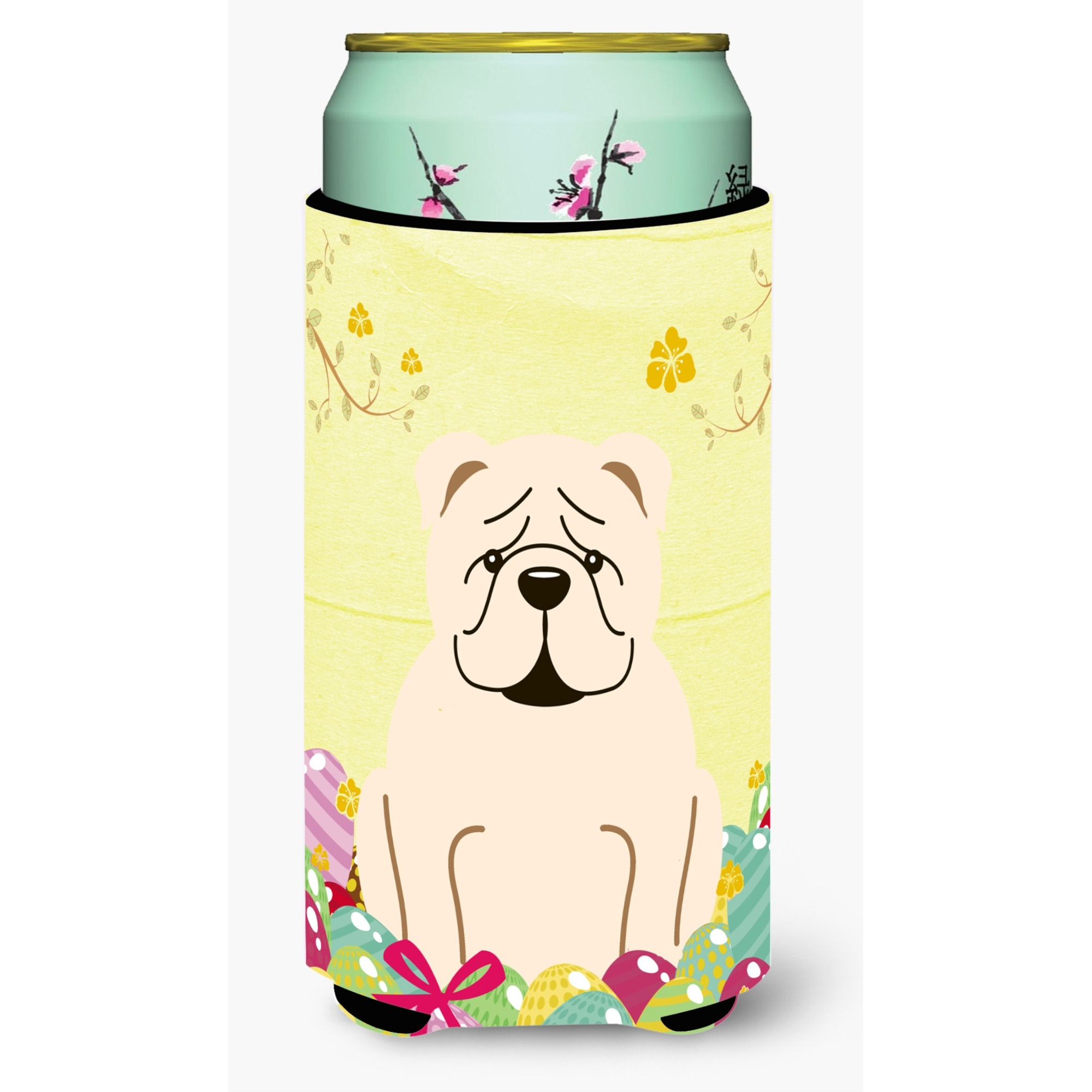 &quotCaroline's Treasures Easter Eggs English Bulldog White Tall Boy Beverage Insulator Hugger, Multicolor"