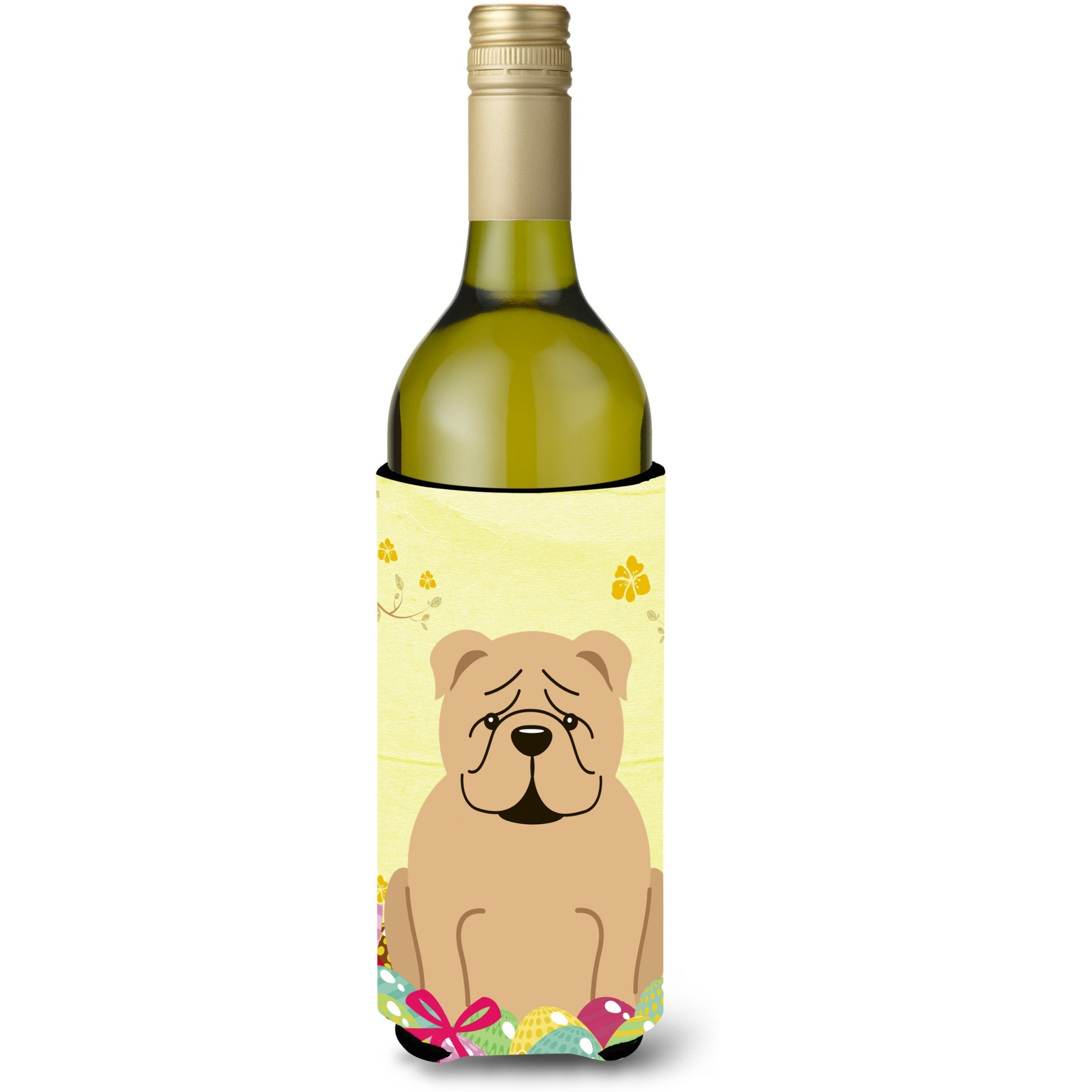 &quotCaroline's Treasures BB6124LITERK Easter English Bulldog Fawn Wine Bottle Beverage Insulator Hugger, 750ml, Multicolor"