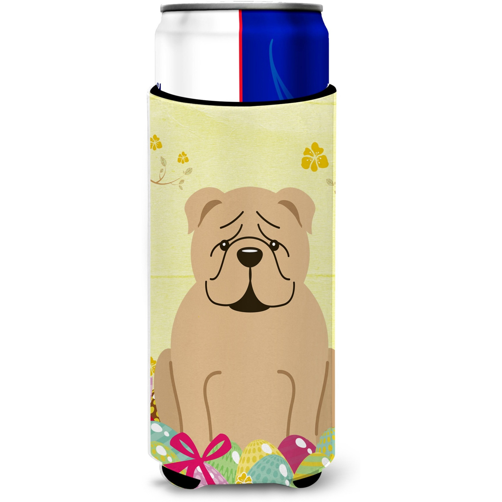 &quotCaroline's Treasures Easter Eggs English Bulldog Fawn Michelob Ultra Hugger For Slim Cans, Slim Can, Multicolor"