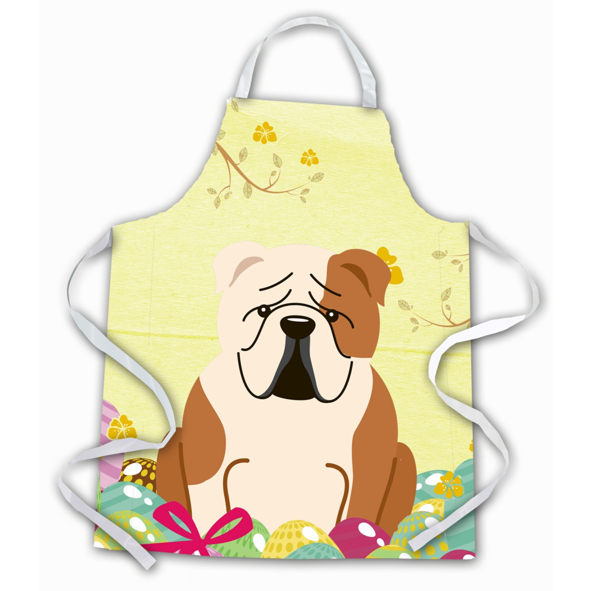 &quotCaroline's Treasures Easter Eggs English Bulldog Fawn White Apron, Large, Multicolor"
