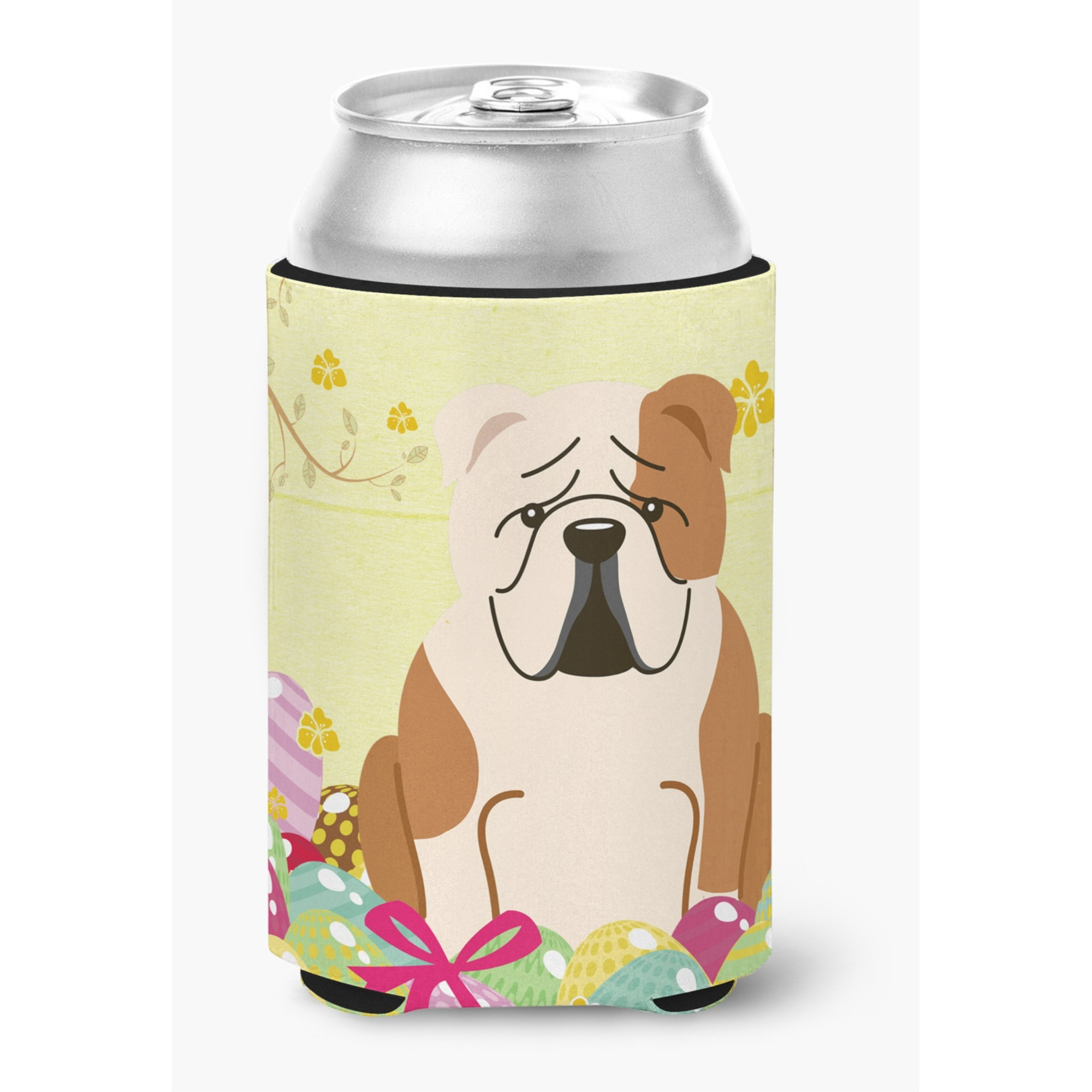 &quotCaroline's Treasures Easter Eggs English Bulldog Fawn White Can or Bottle Hugger, Can Hugger, Multicolor"