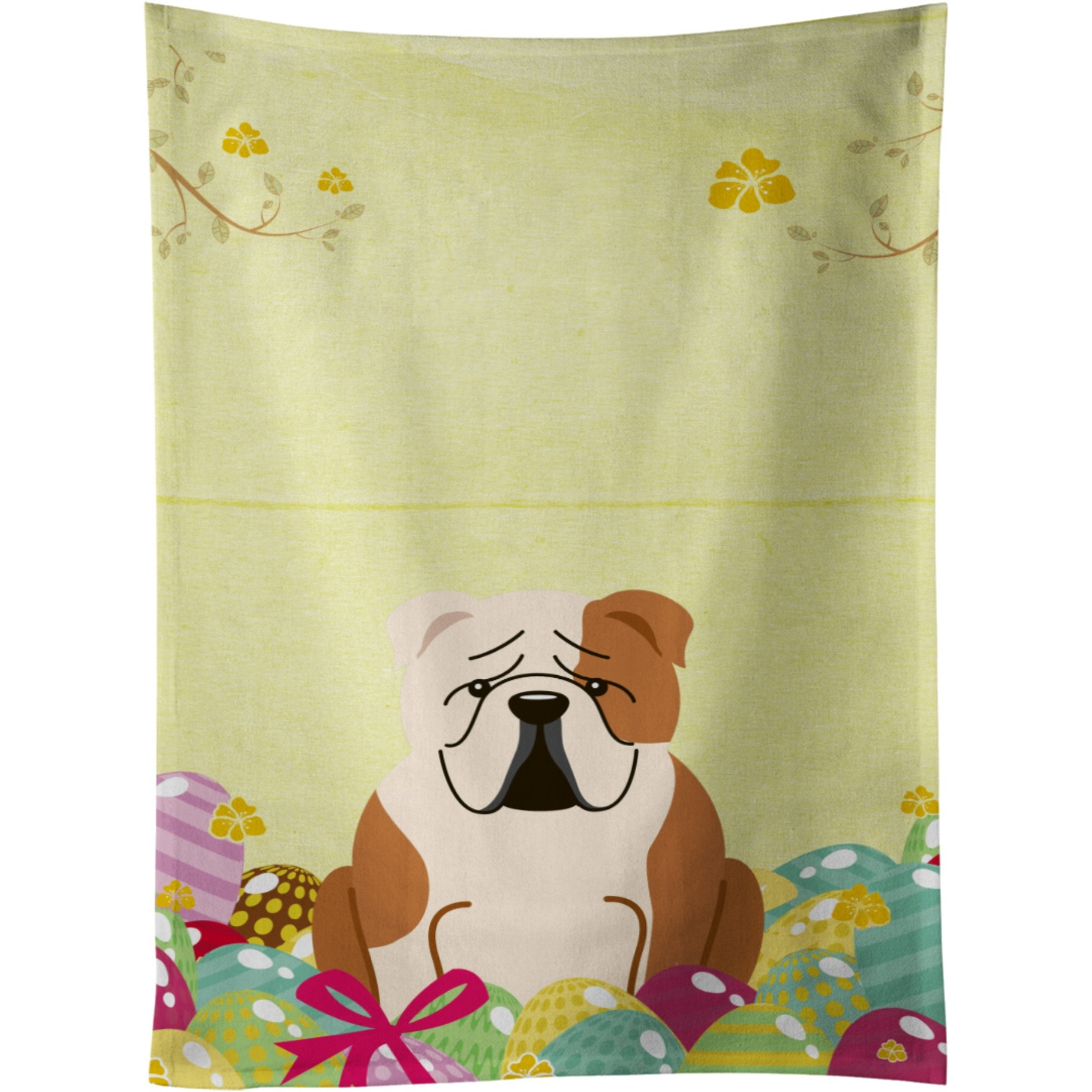 &quotCaroline's Treasures Easter Eggs English Bulldog Fawn White Kitchen Towel, Multicolor, 25"" x 15"""