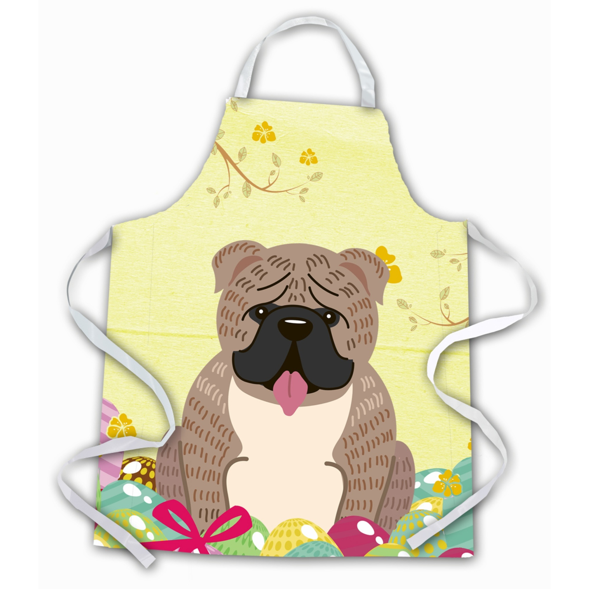 &quotCaroline's Treasures Easter Eggs English Bulldog Grey Brindle Apron, Large, Multicolor"