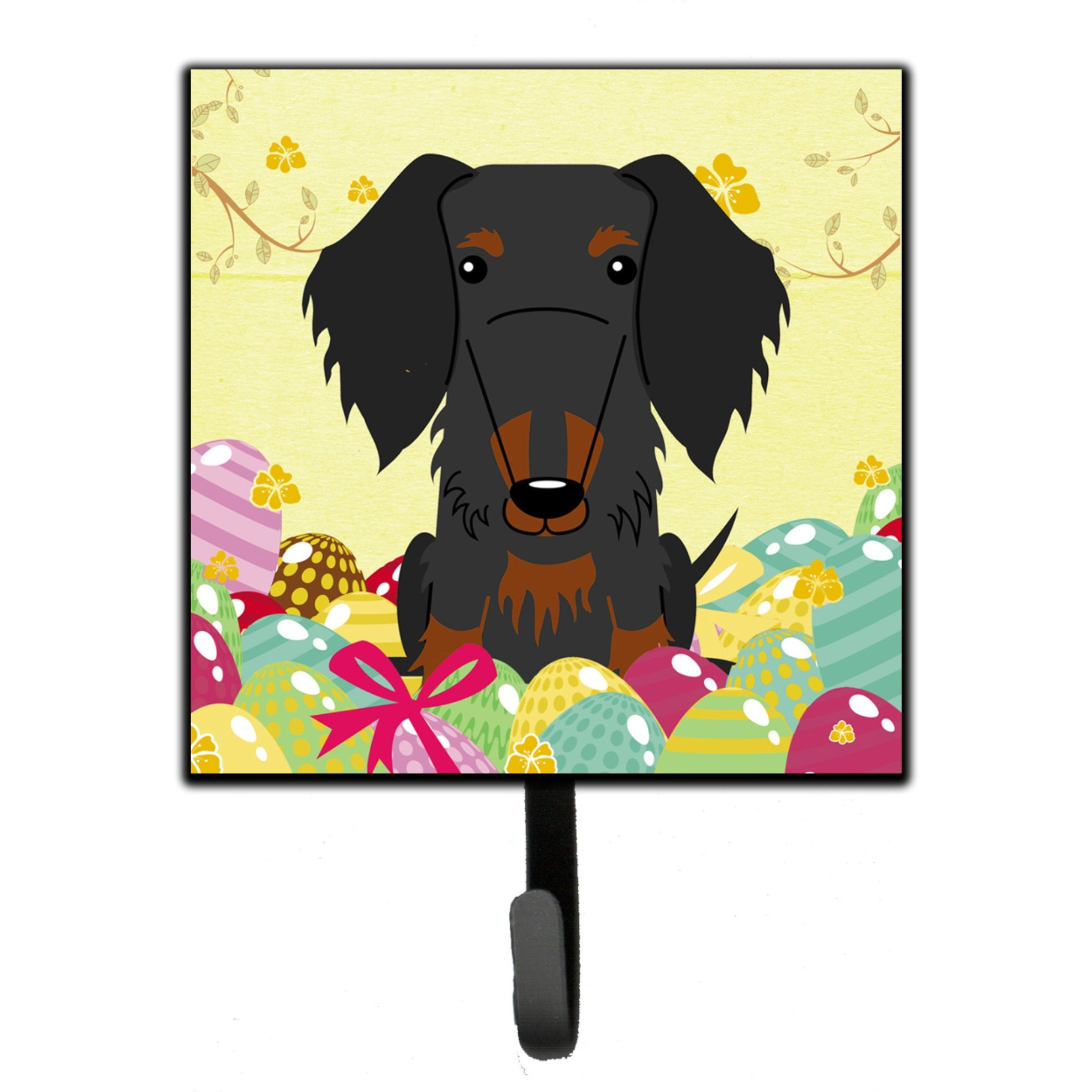 &quotCaroline's Treasures Eggs Easter Wire Haired Dachshund Black Tan Wall Hook, Small, Multicolor"
