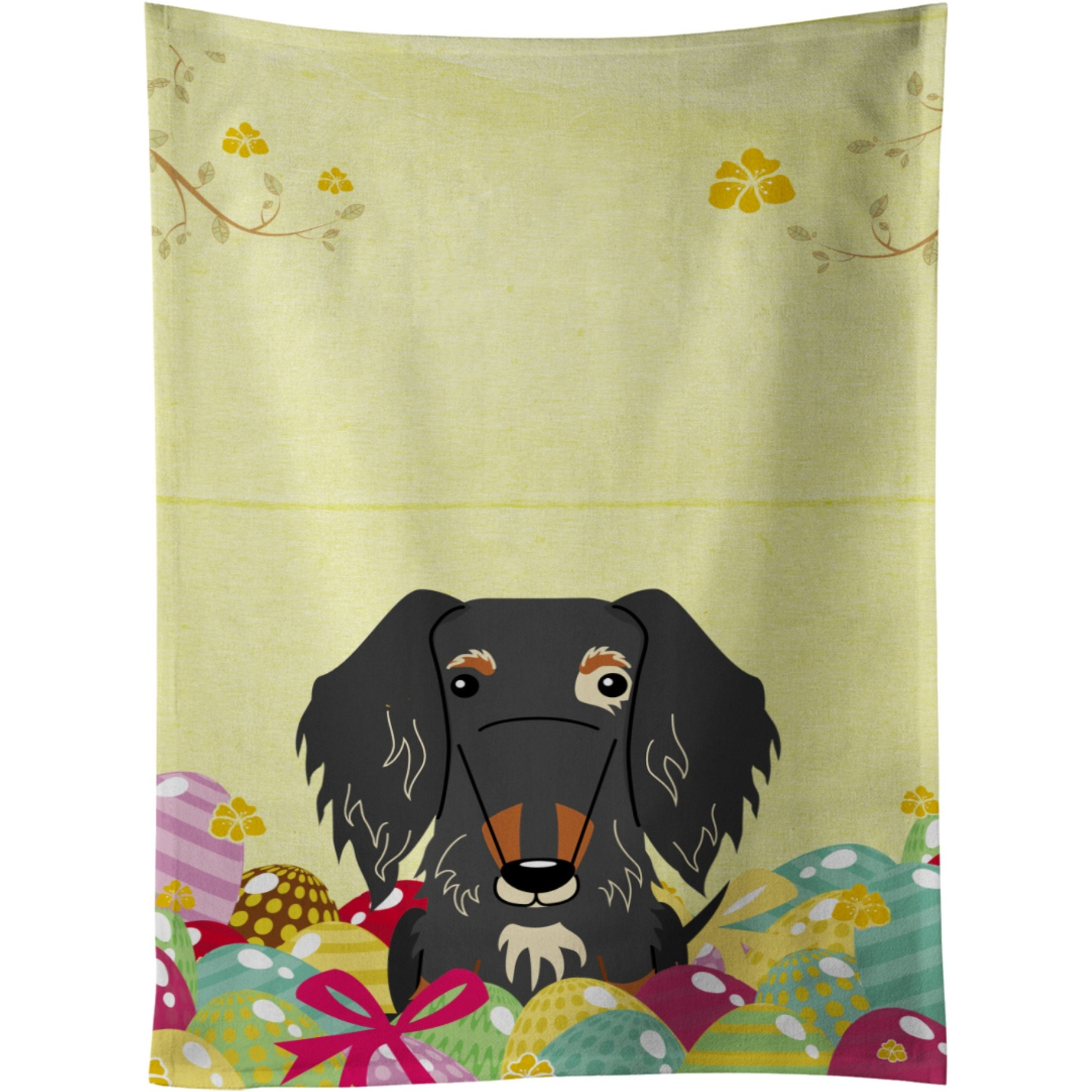 &quotCaroline's Treasures Easter Eggs Wire Haired Dachshund Dapple Kitchen Towel, Multicolor, 25"" x 15"""