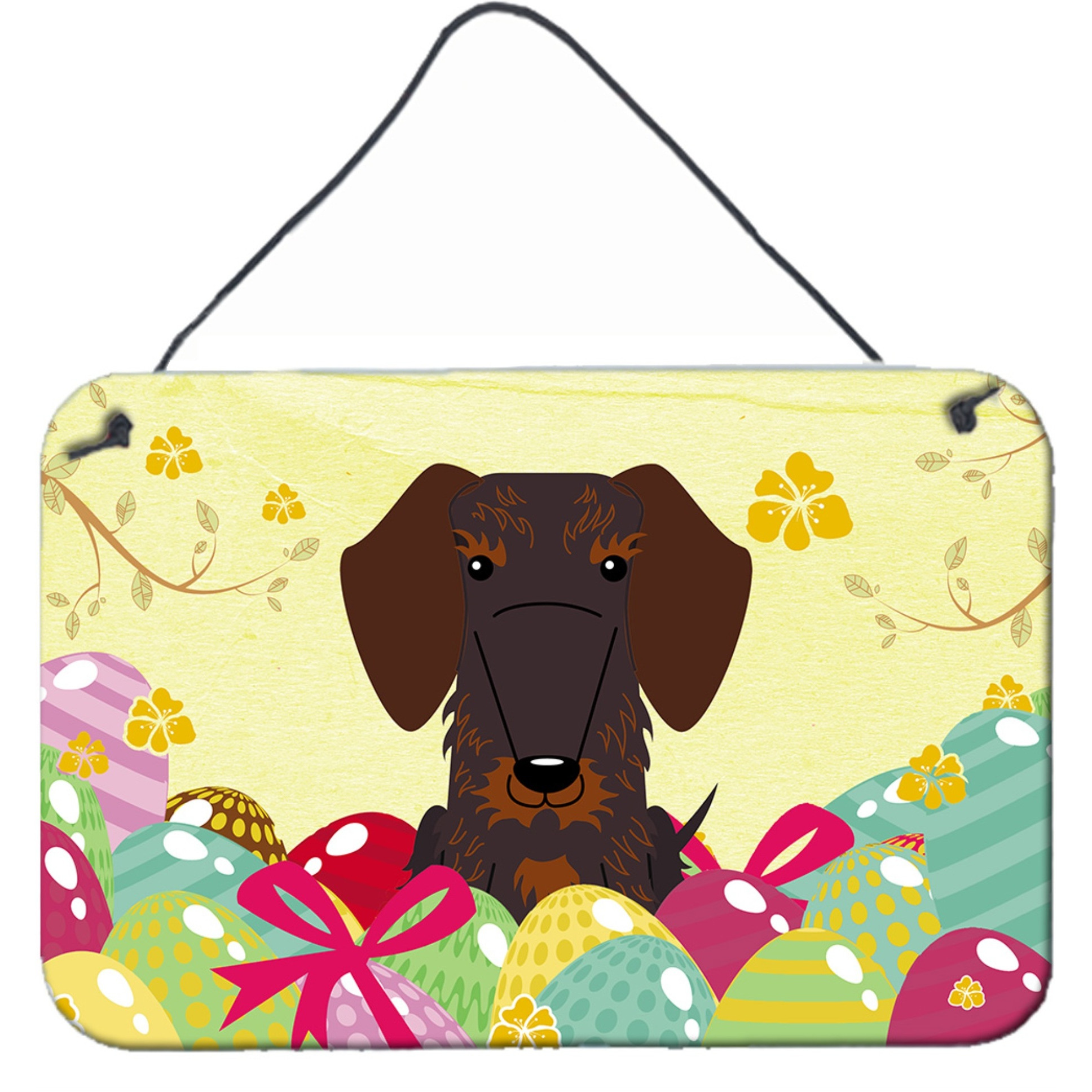 &quotCaroline's Treasures Easter Chocolate Eggs Wire Haired Dachshund Metal Print, 8"" H x 12"" W"