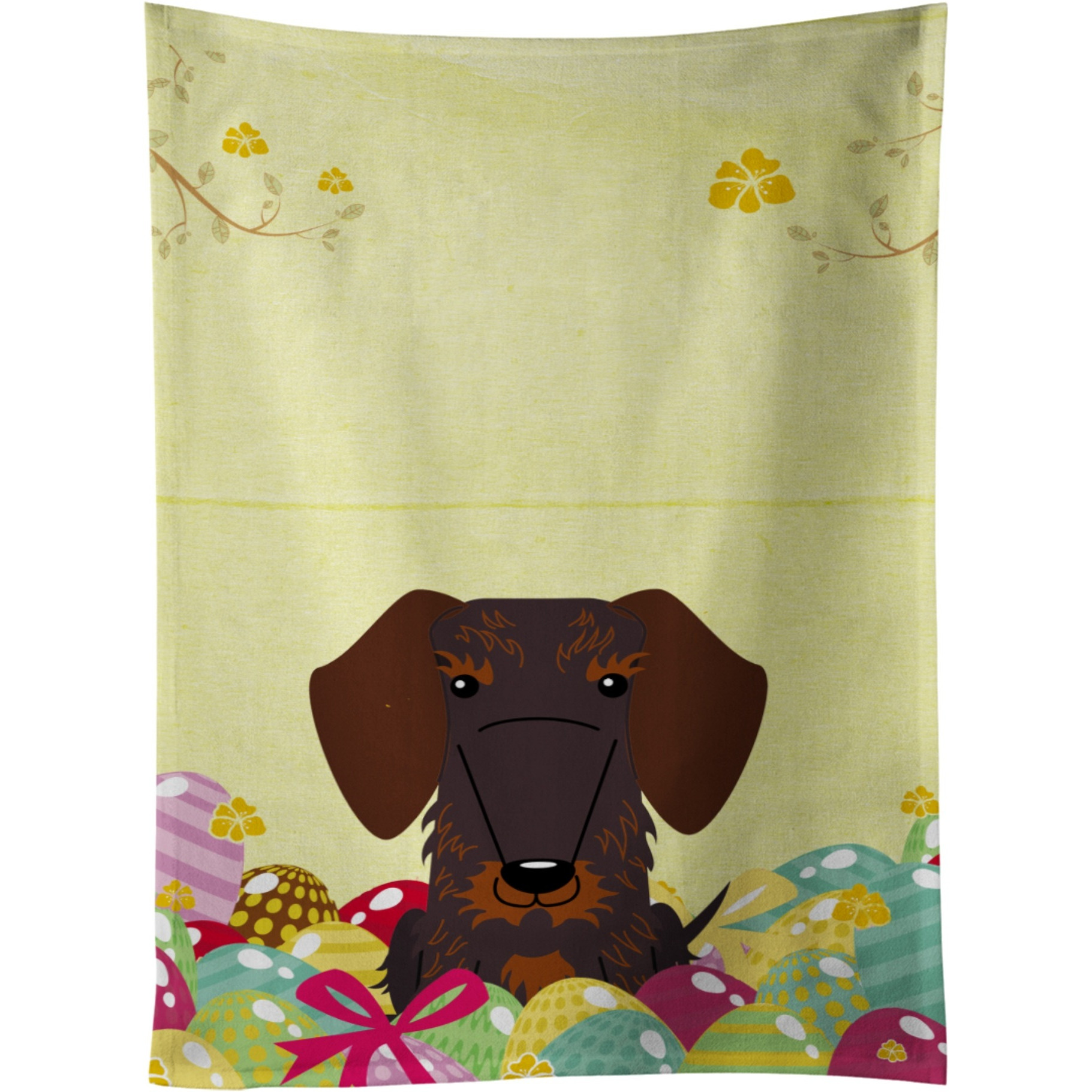 &quotCaroline's Treasures Easter Eggs Wire Haired Dachshund Chocolate Kitchen Towel, Multicolor, 25"" x 15"""