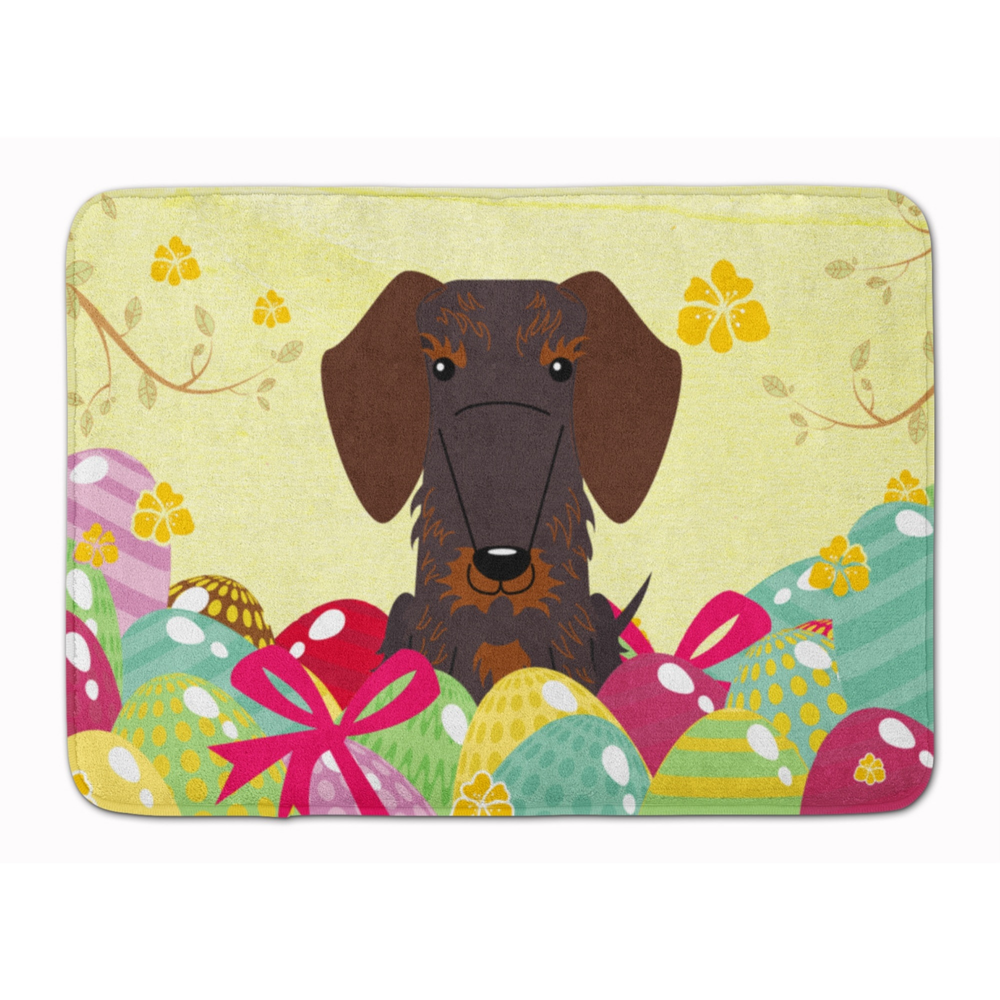 &quotCaroline's Treasures Easter Eggs Wire Haired Dachshund Chocolate Machine Washable Memory Foam Mat doormats, Multicolor"