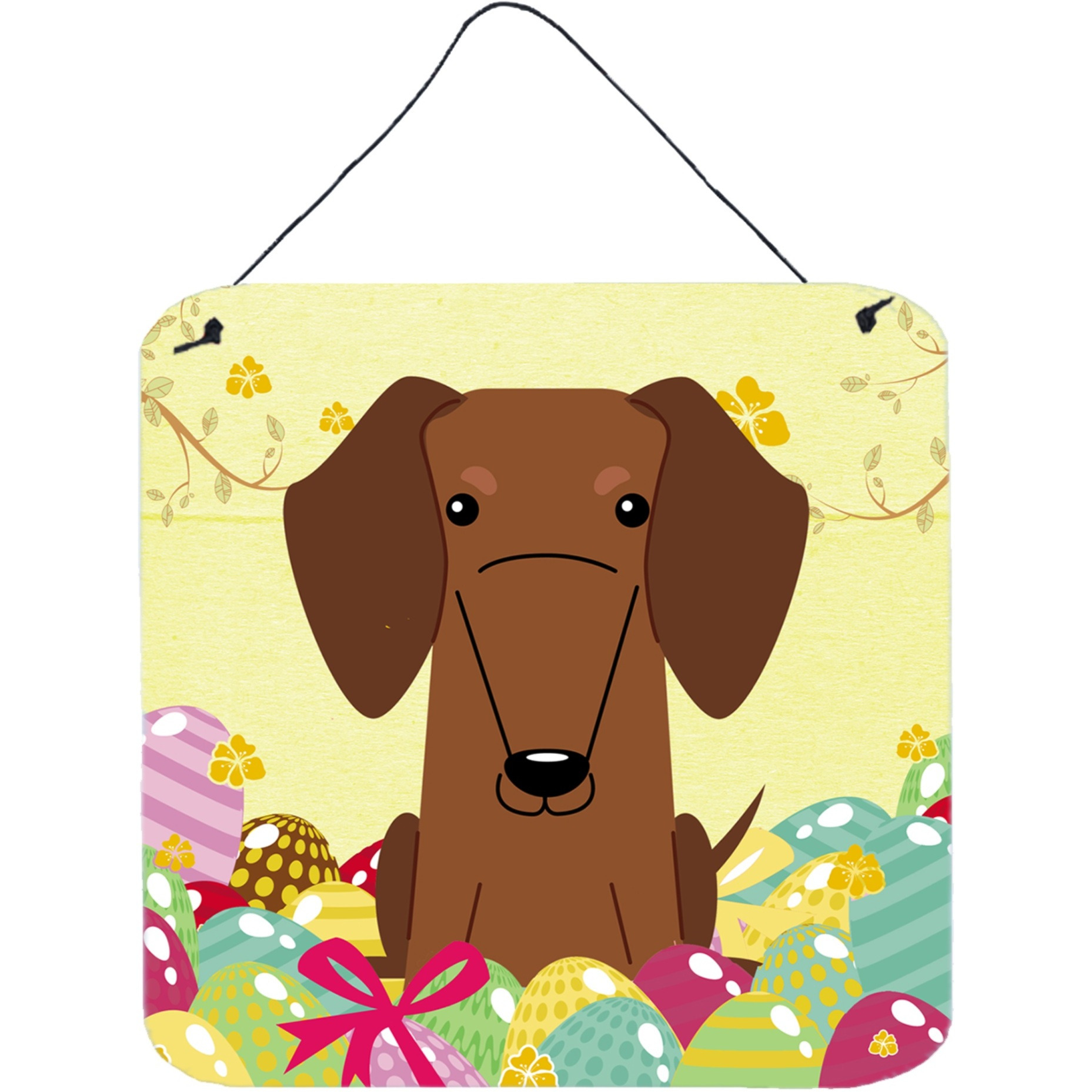 &quotCaroline's Treasures Easter Eggs Dachshund Red Brown Metal Print, 6 x 6, Multicolor"