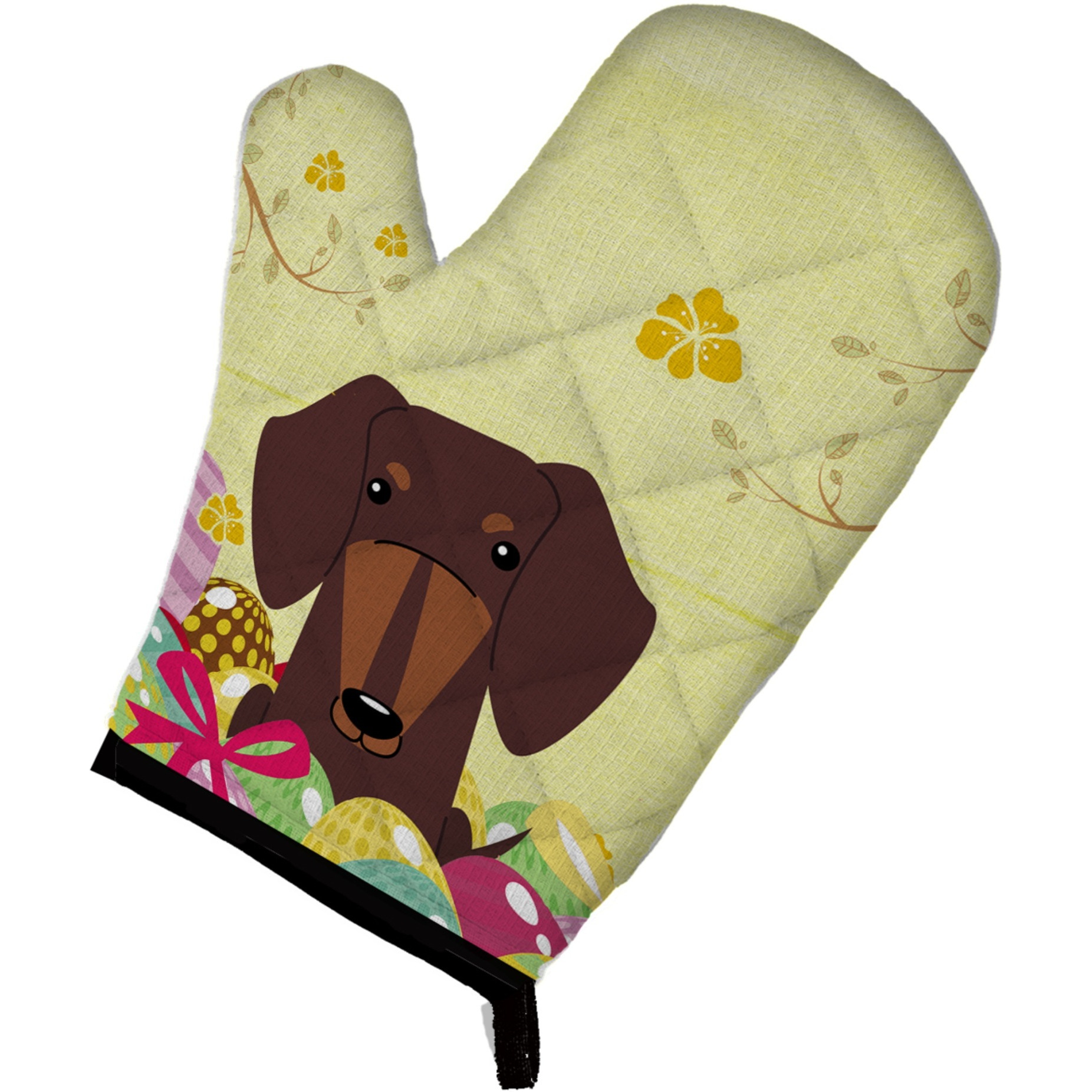 &quotCaroline's Treasures Easter Eggs Dachshund Chocolate Oven Mitt, Multicolor, 12"" x 8.5"""