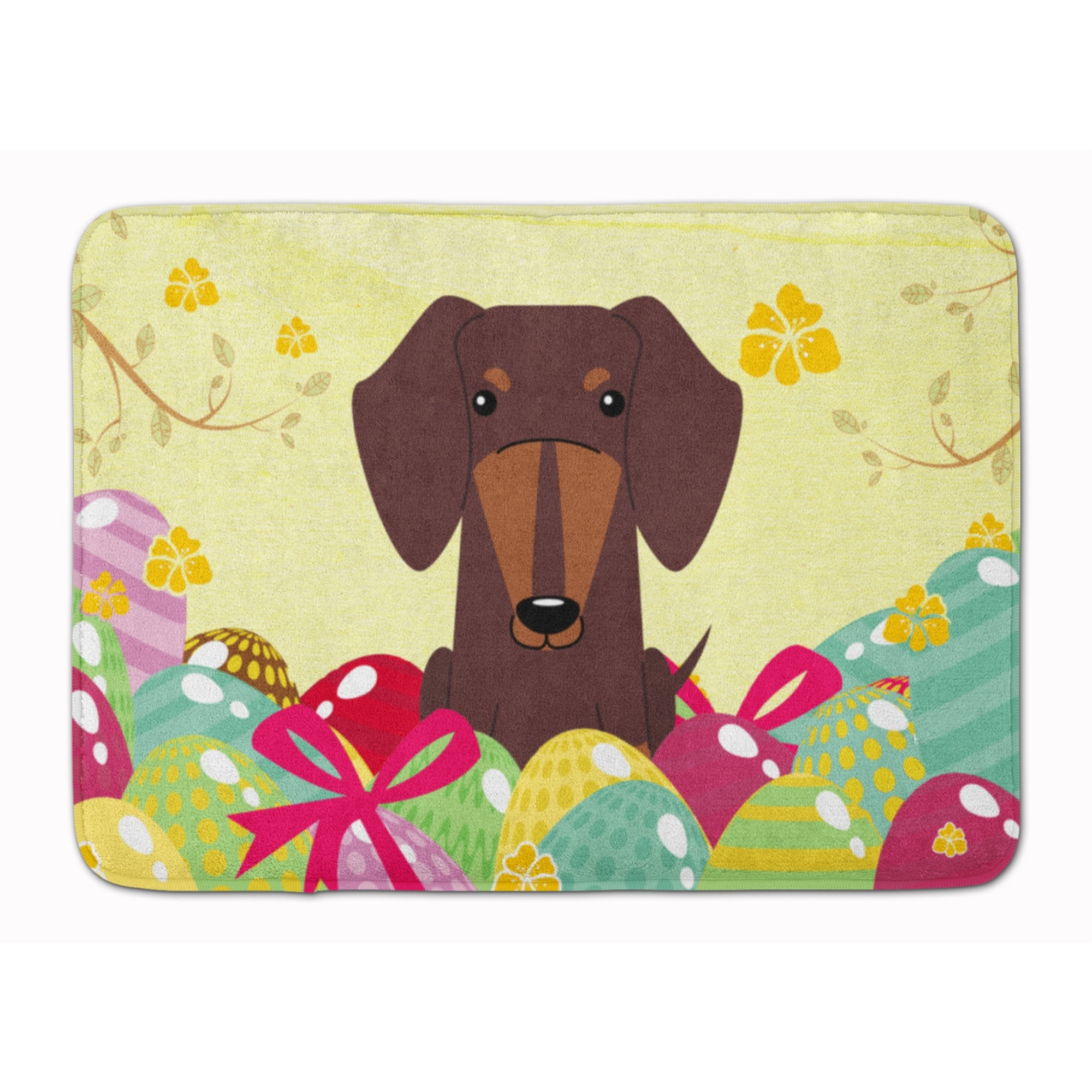 &quotCaroline's Treasures Easter Eggs Dachshund Chocolate Machine Washable Memory Foam Mat doormats, Multicolor"