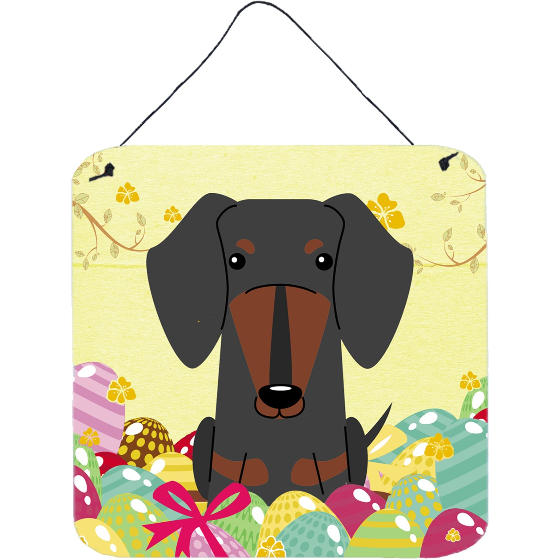 &quotCaroline's Treasures Easter Eggs Dachshund Black Tan Metal Print, 6 x 6, Multicolor"