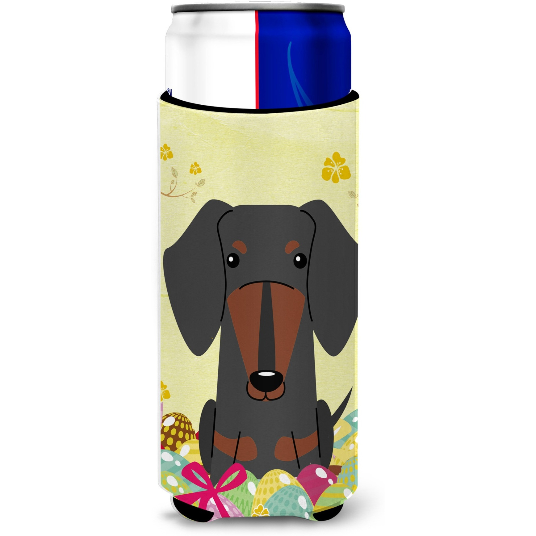&quotCaroline's Treasures Easter Eggs Dachshund black Tan Michelob Ultra Hugger For Slim Cans, Slim Can, Multicolor"