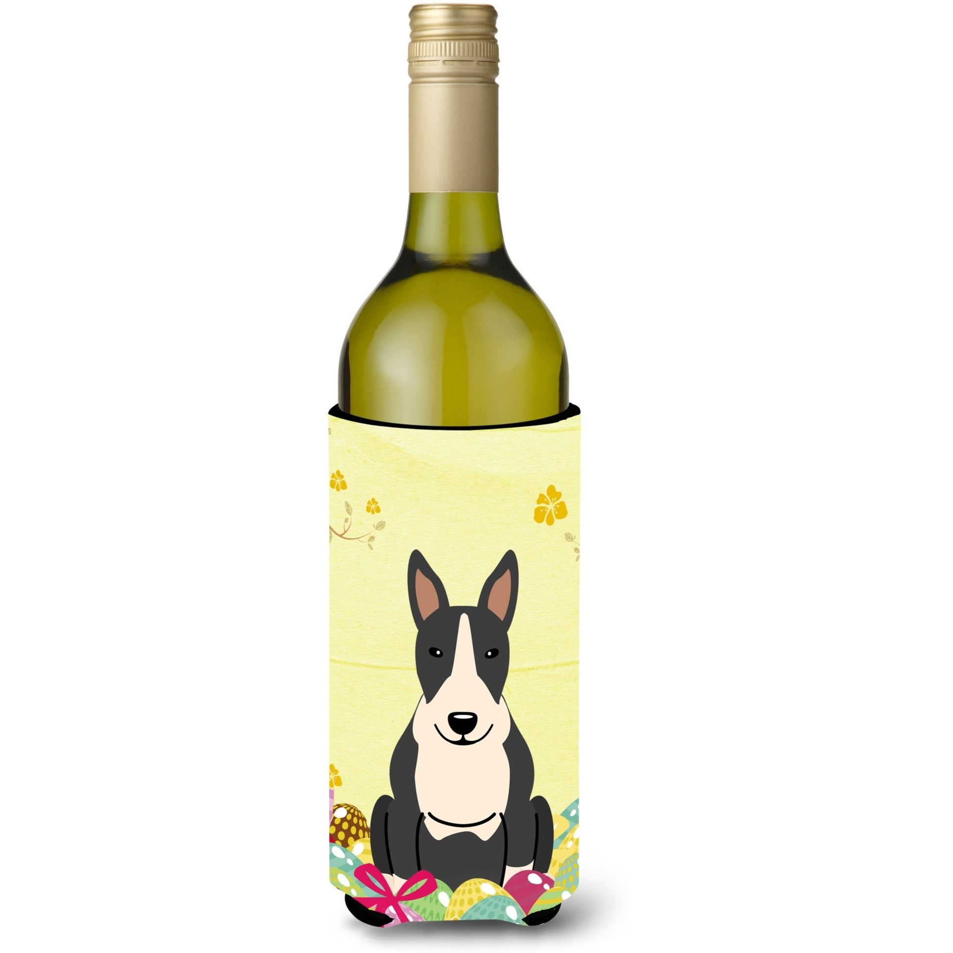 &quotCaroline's Treasures BB6133LITERK Easter Bull Terrier Black White Wine Bottle Beverage Insulator Hugger, 750ml, Multicolor"