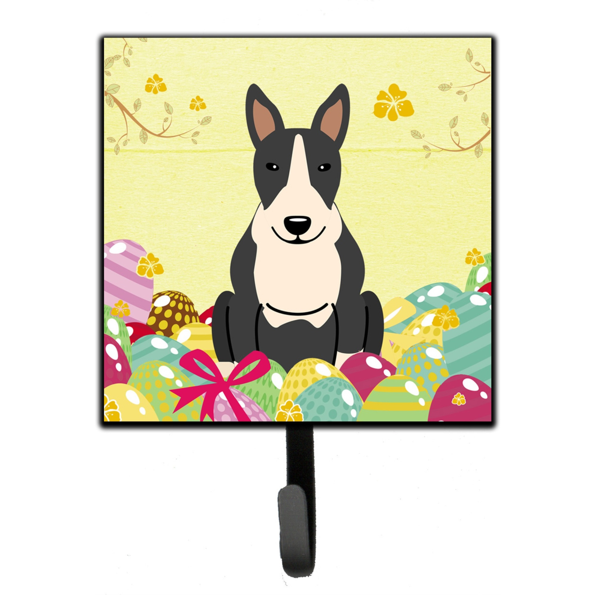 &quotCaroline's Treasures Easter Eggs Bull Terrier Black White Wall Hook, Small, Multicolor"