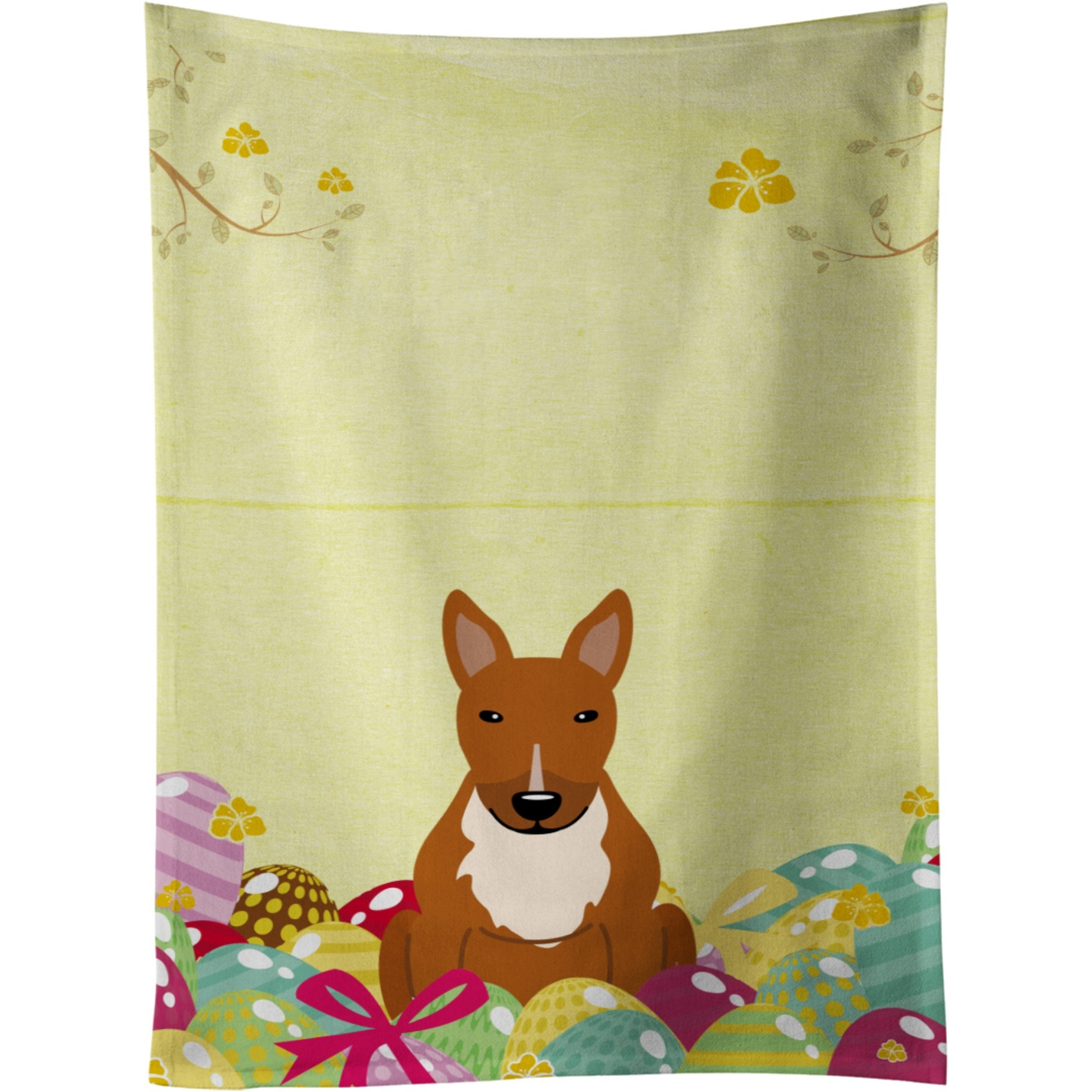 &quotCaroline's Treasures Easter Eggs Bull Terrier Red Kitchen Towel, Multicolor, 25"" x 15"""